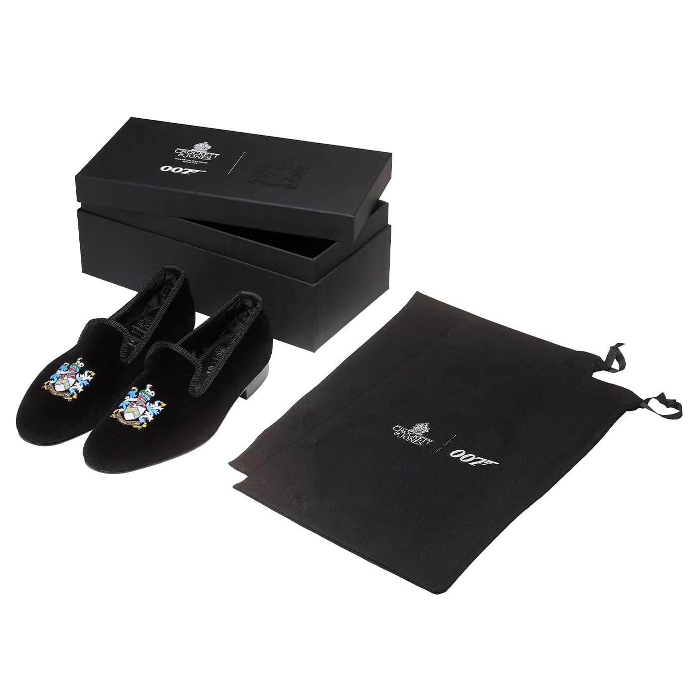 Bond Coat of Arms Black Velvet,Men Slippers