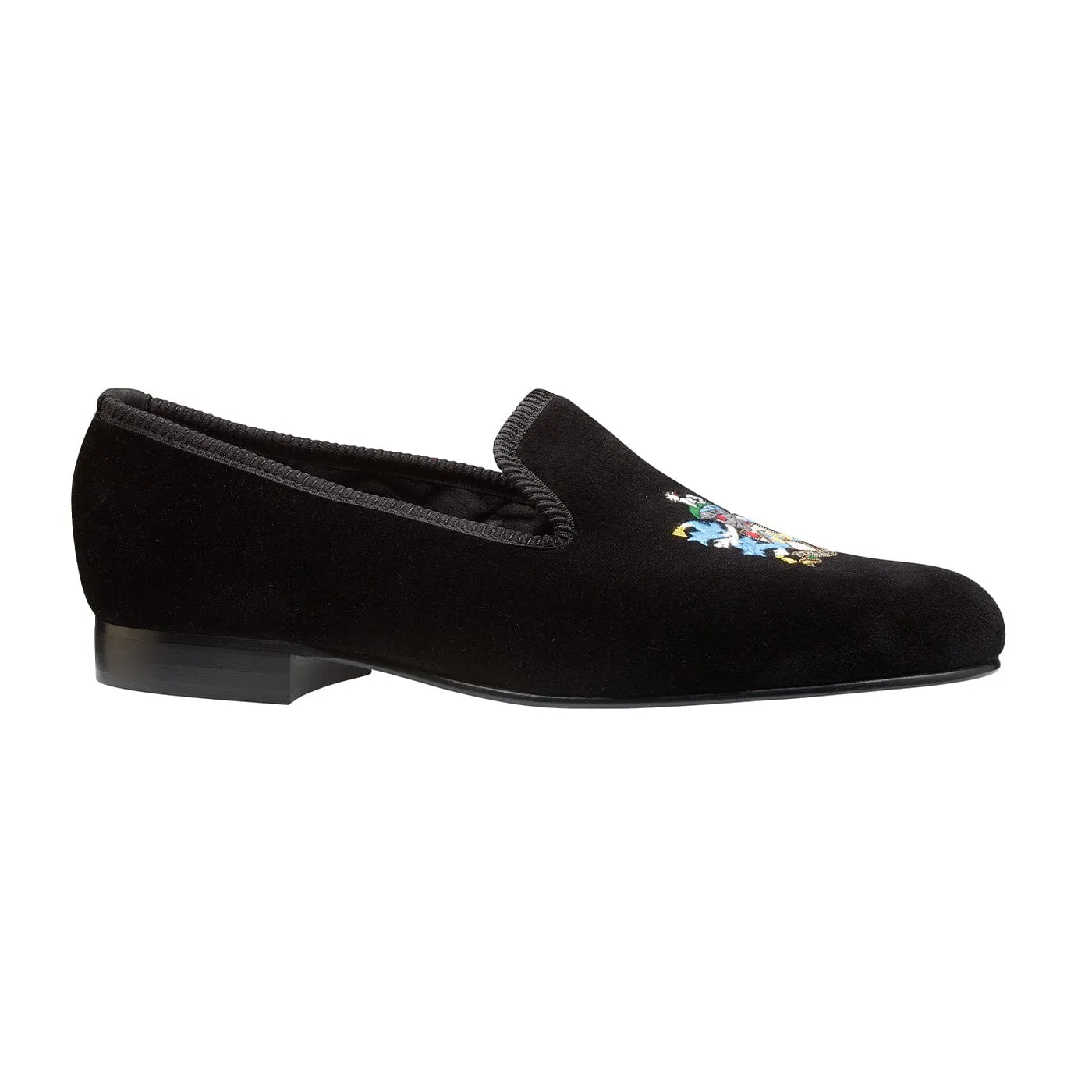 Bond Coat of Arms Black Velvet,Men Slippers
