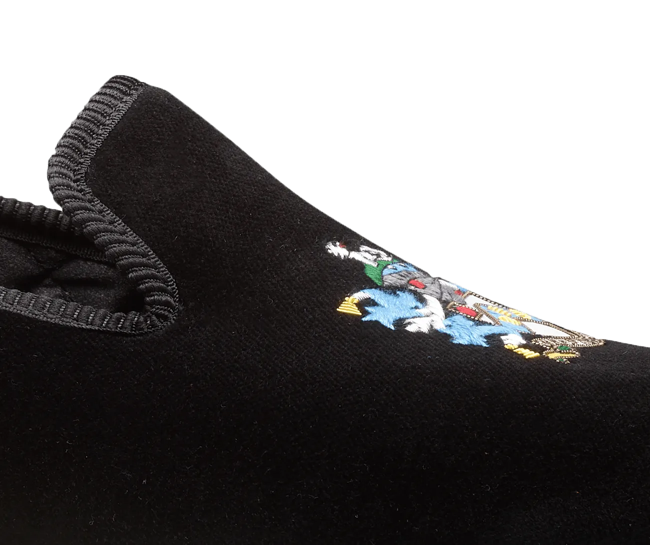 Bond Coat of Arms Black Velvet,Men Slippers