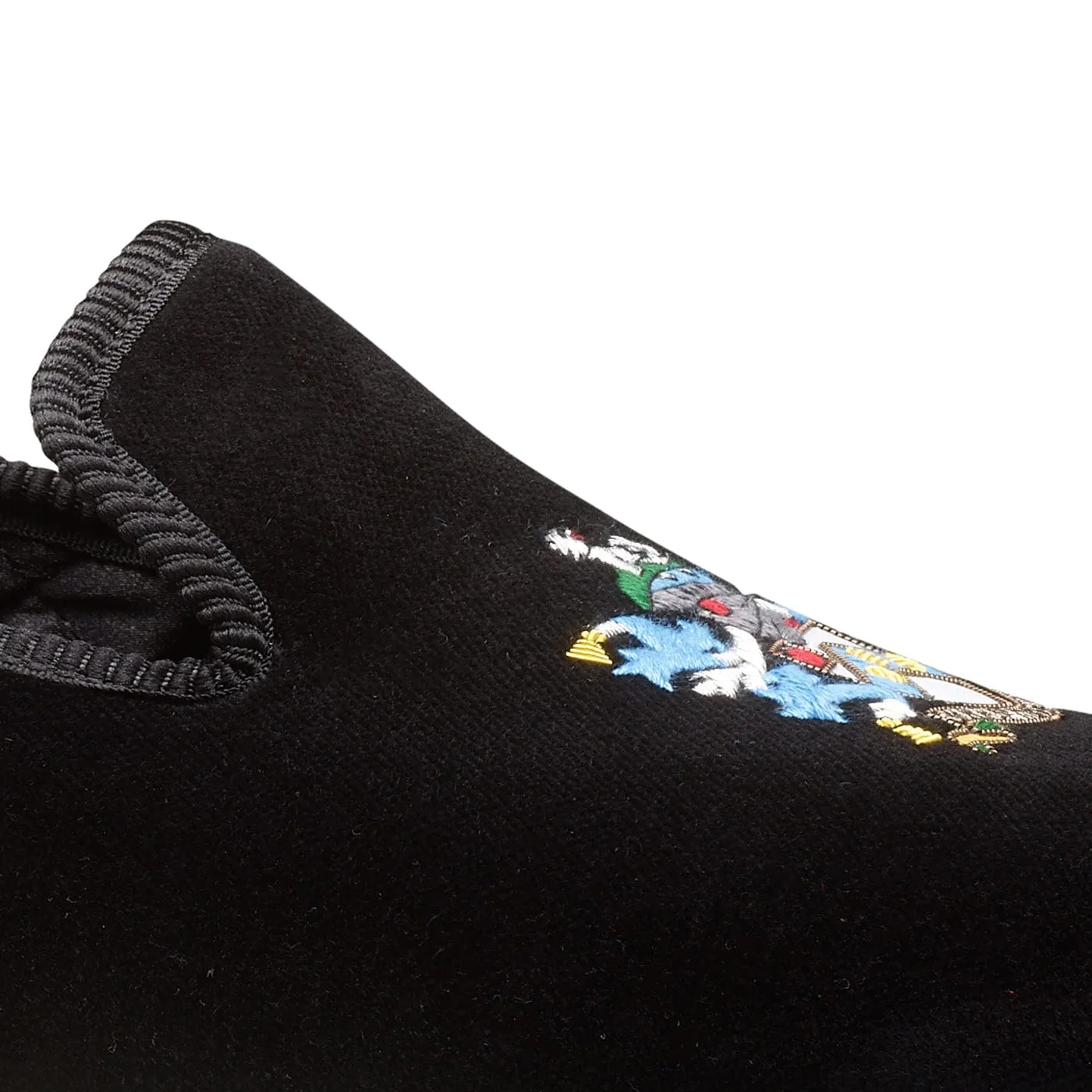 Bond Coat of Arms Black Velvet,Men Slippers