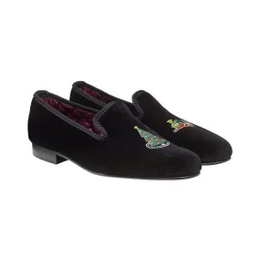 Christmas Tree Black Velvet,Men Slippers