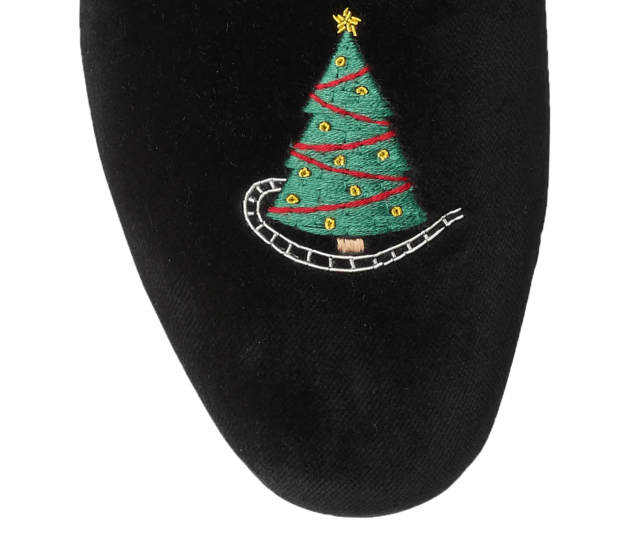 Christmas Tree Black Velvet,Men Slippers