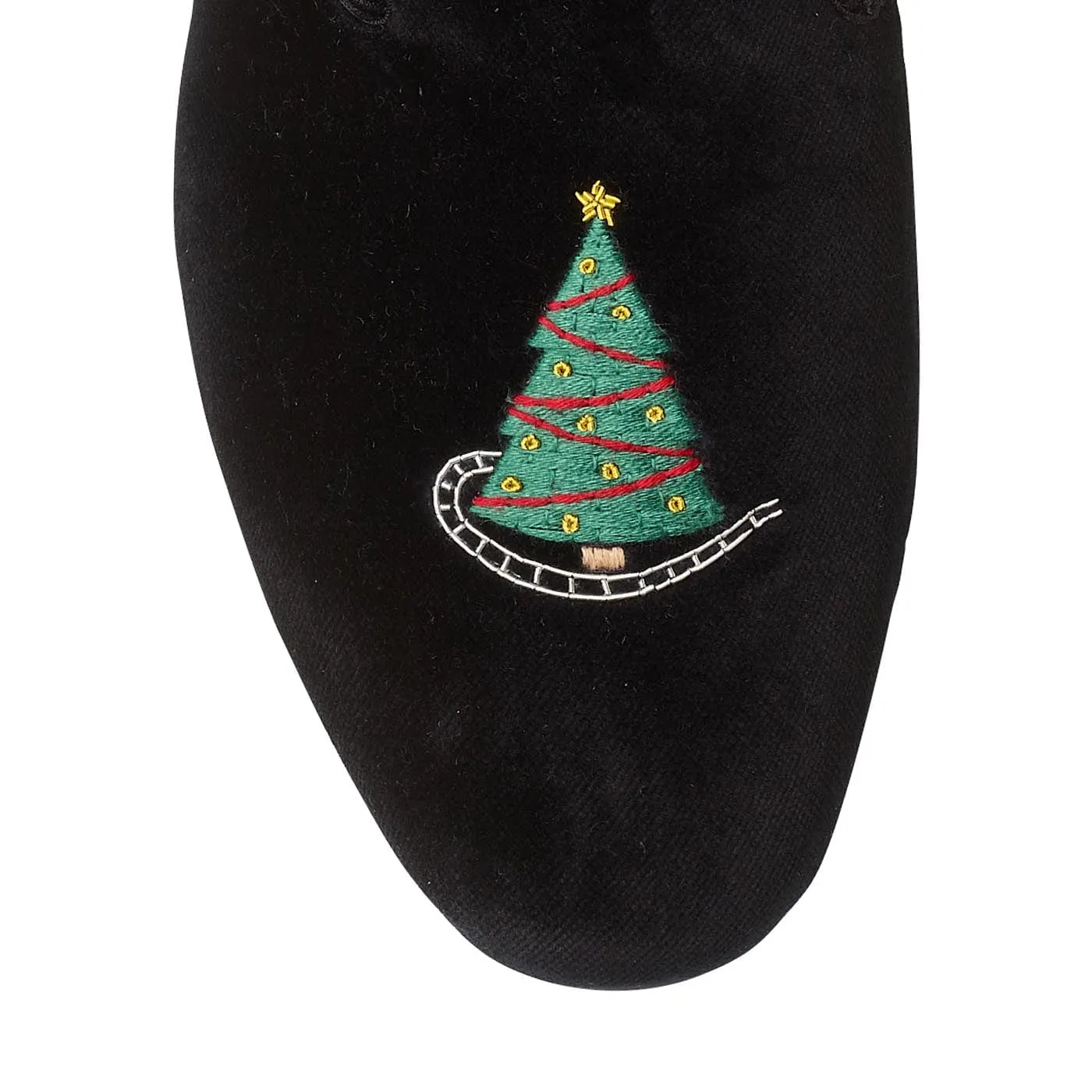 Christmas Tree Black Velvet,Men Slippers