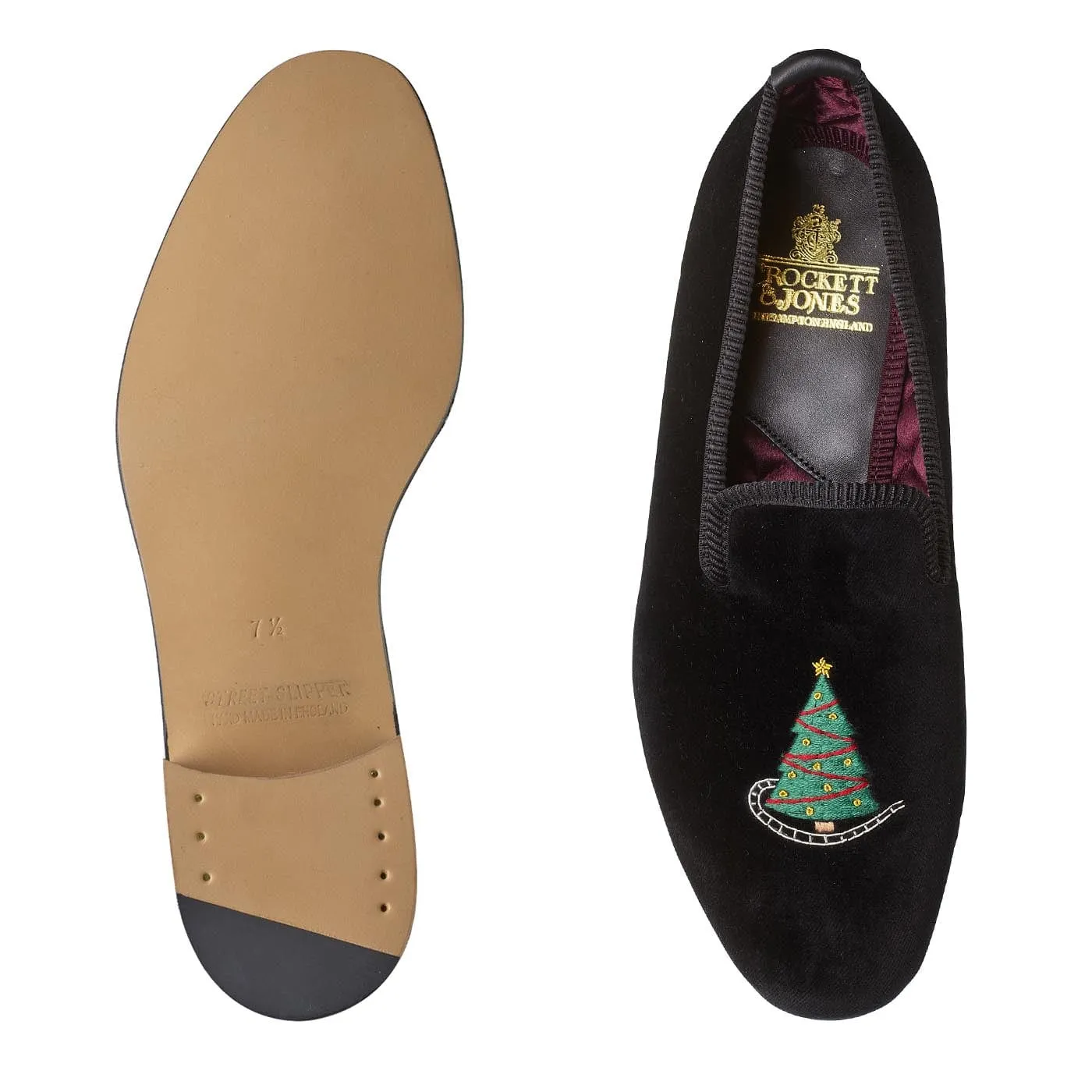 Christmas Tree Black Velvet,Men Slippers