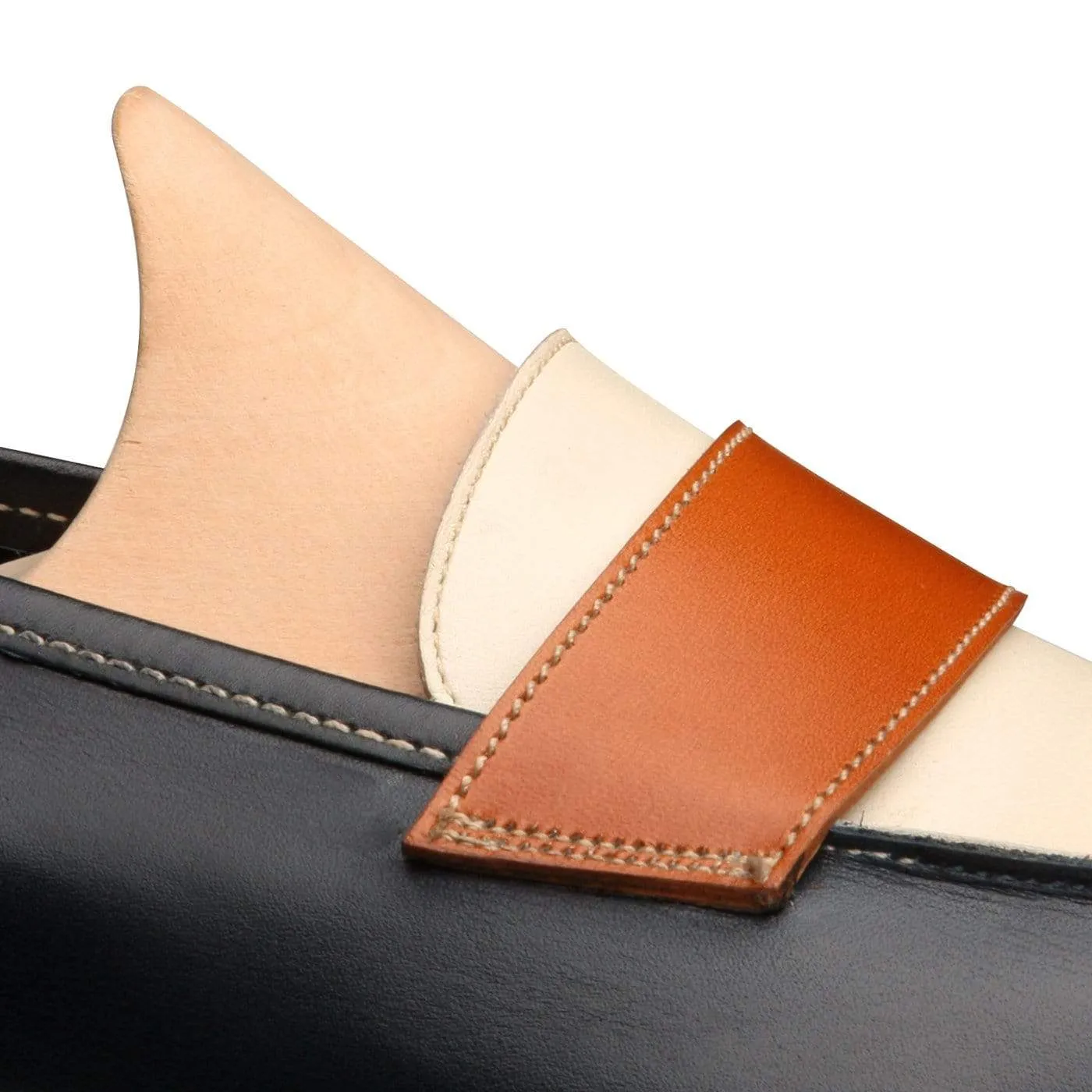 Clare Navy, Ivory & Tan Burnished Calf,Women Loafers
