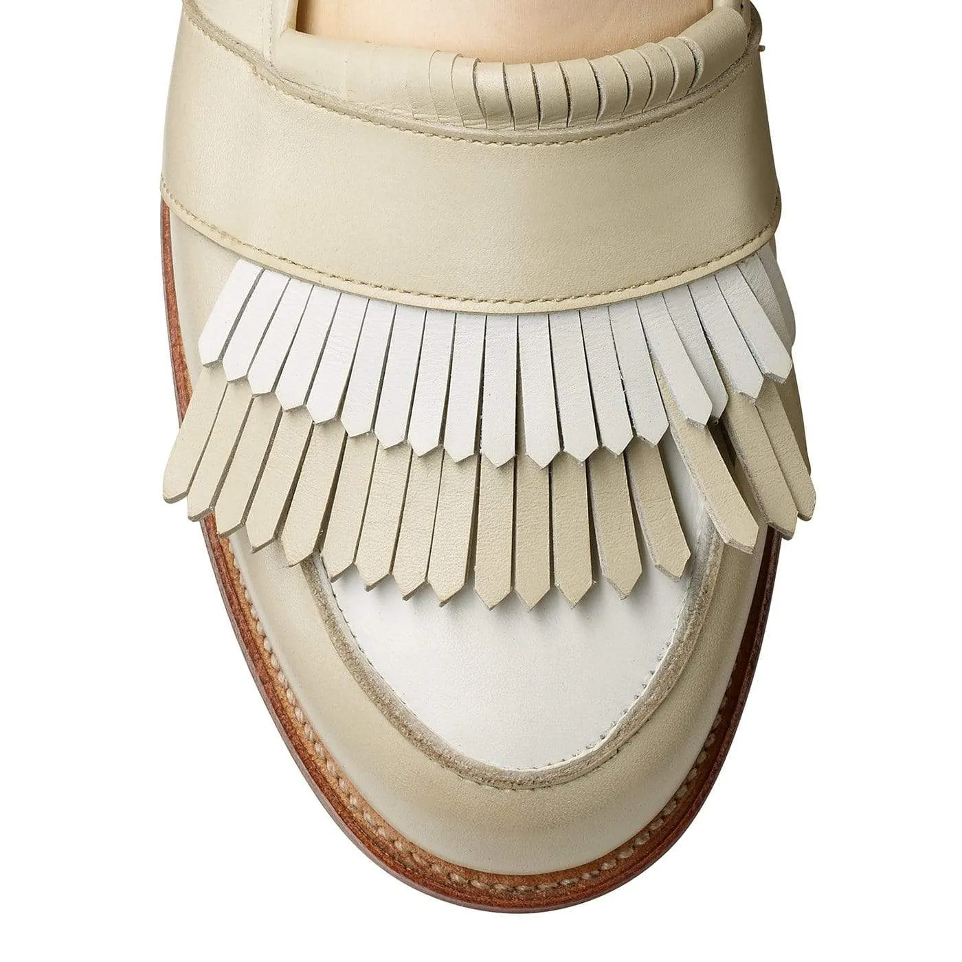 Emma Ivory & White Calf,Women Loafers