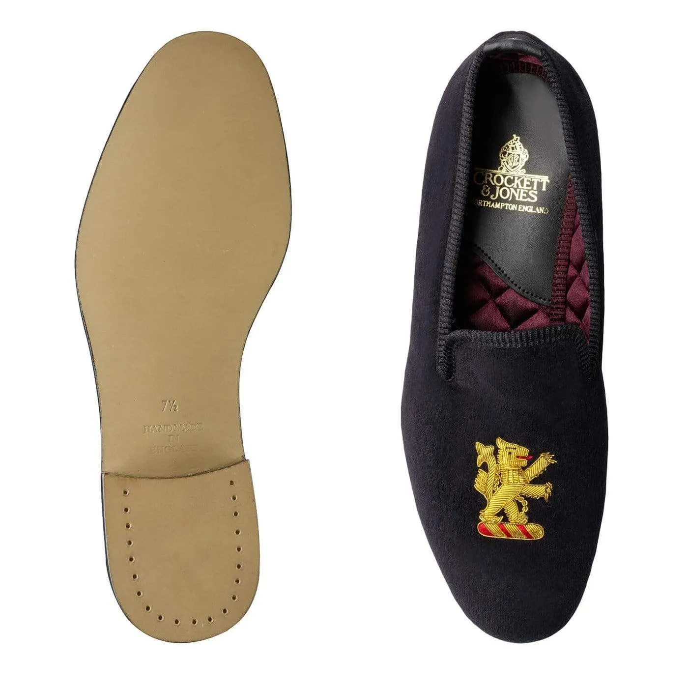 Lion Rampant Black Velvet,Men Slippers