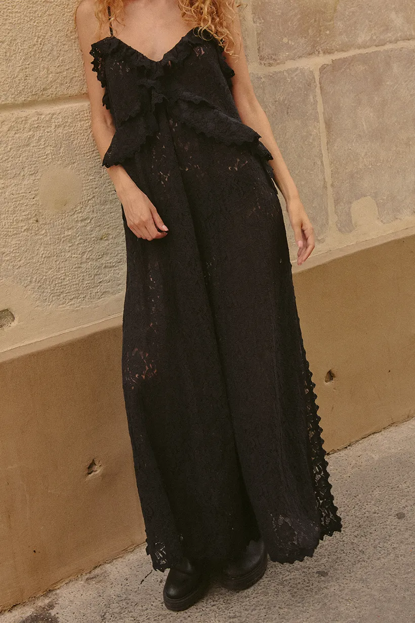 Lux Lisbon Lace Strappy Maxi Dress,Dresses