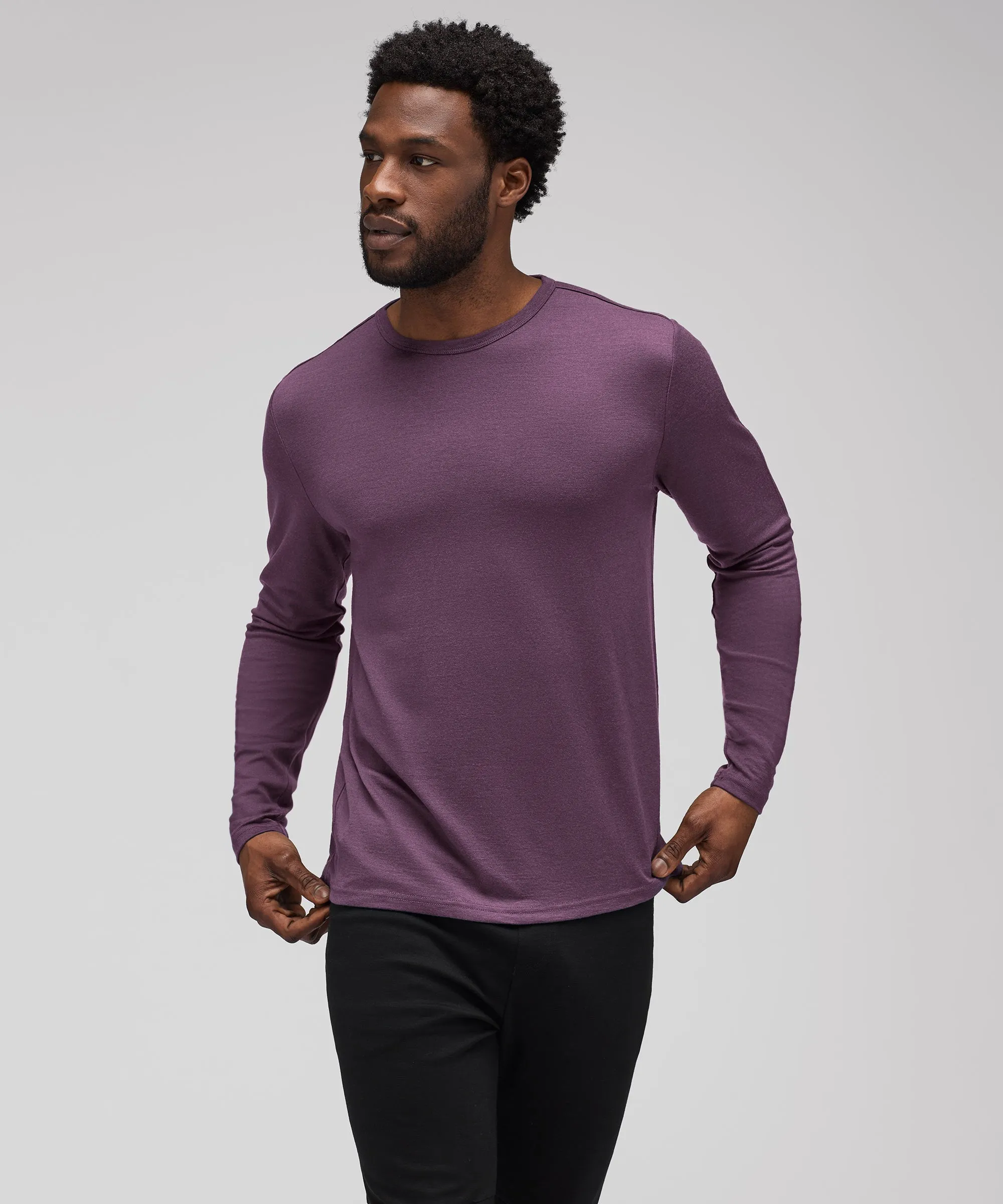 Men's Long Sleeve Merino Crew,Men Tops
