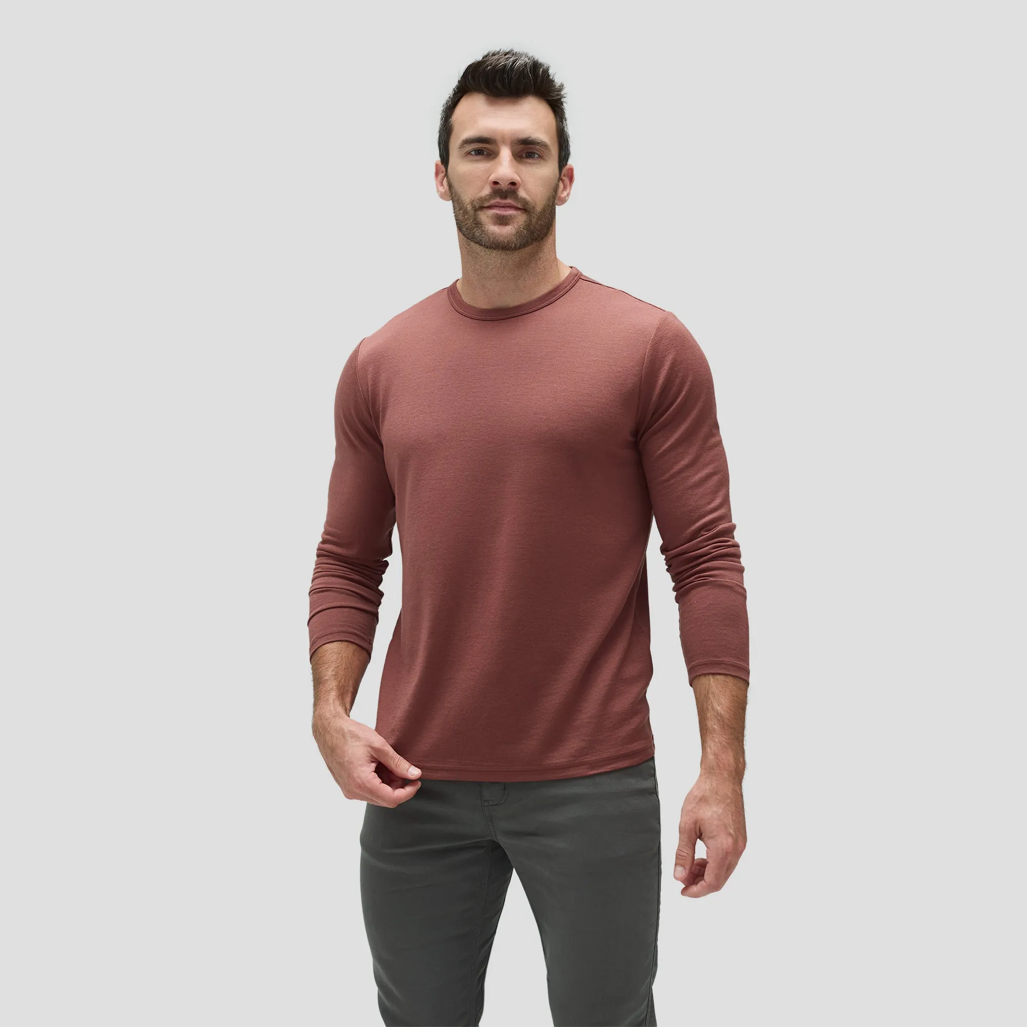Men's Long Sleeve Merino Crew,Men Tops