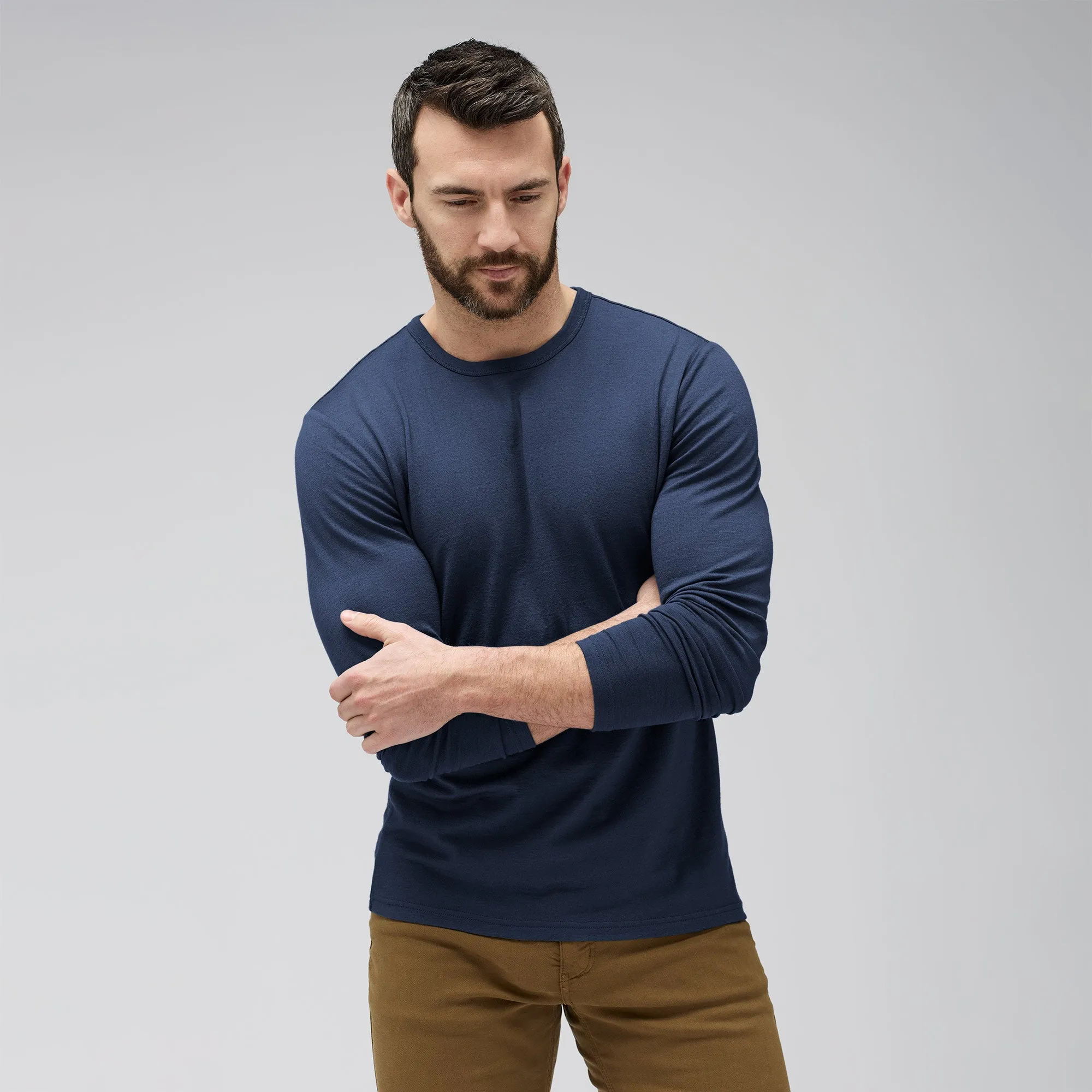 Men's Long Sleeve Merino Crew,Men Tops