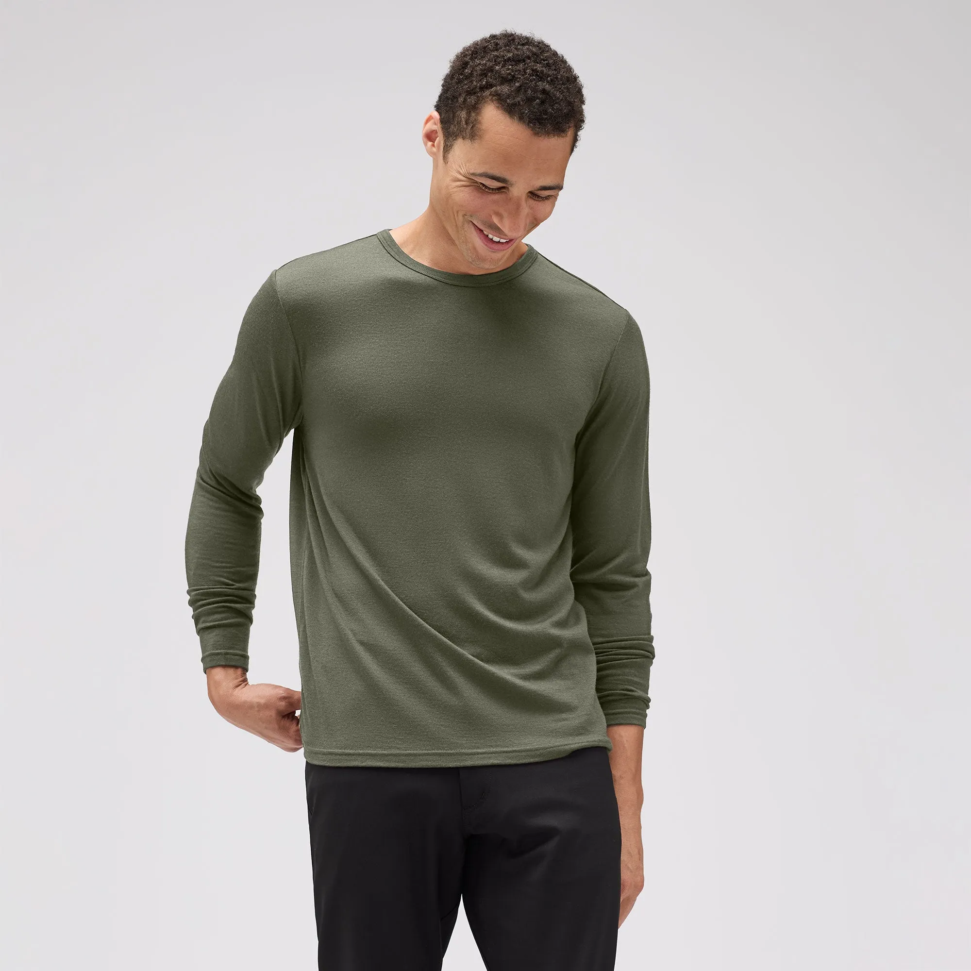 Men's Long Sleeve Merino Crew,Men Tops