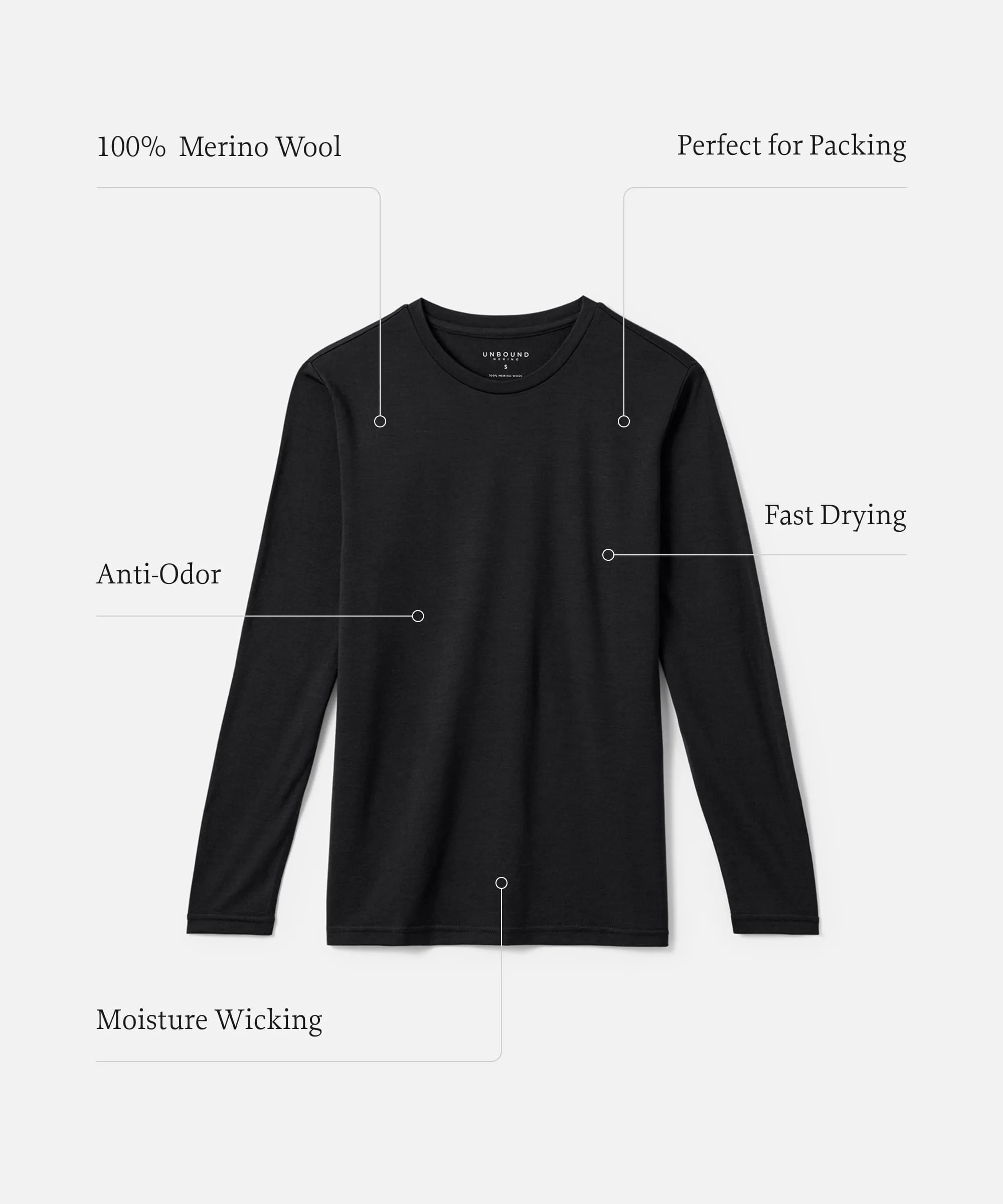 Men's Long Sleeve Merino Crew,Men Tops