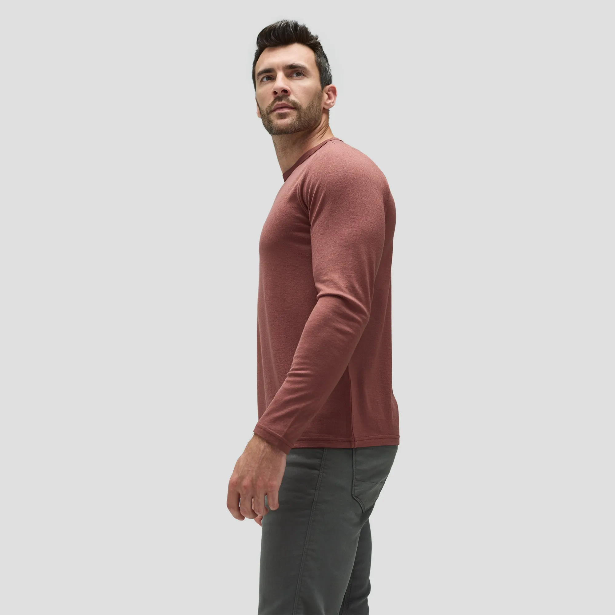 Men's Long Sleeve Merino Crew,Men Tops