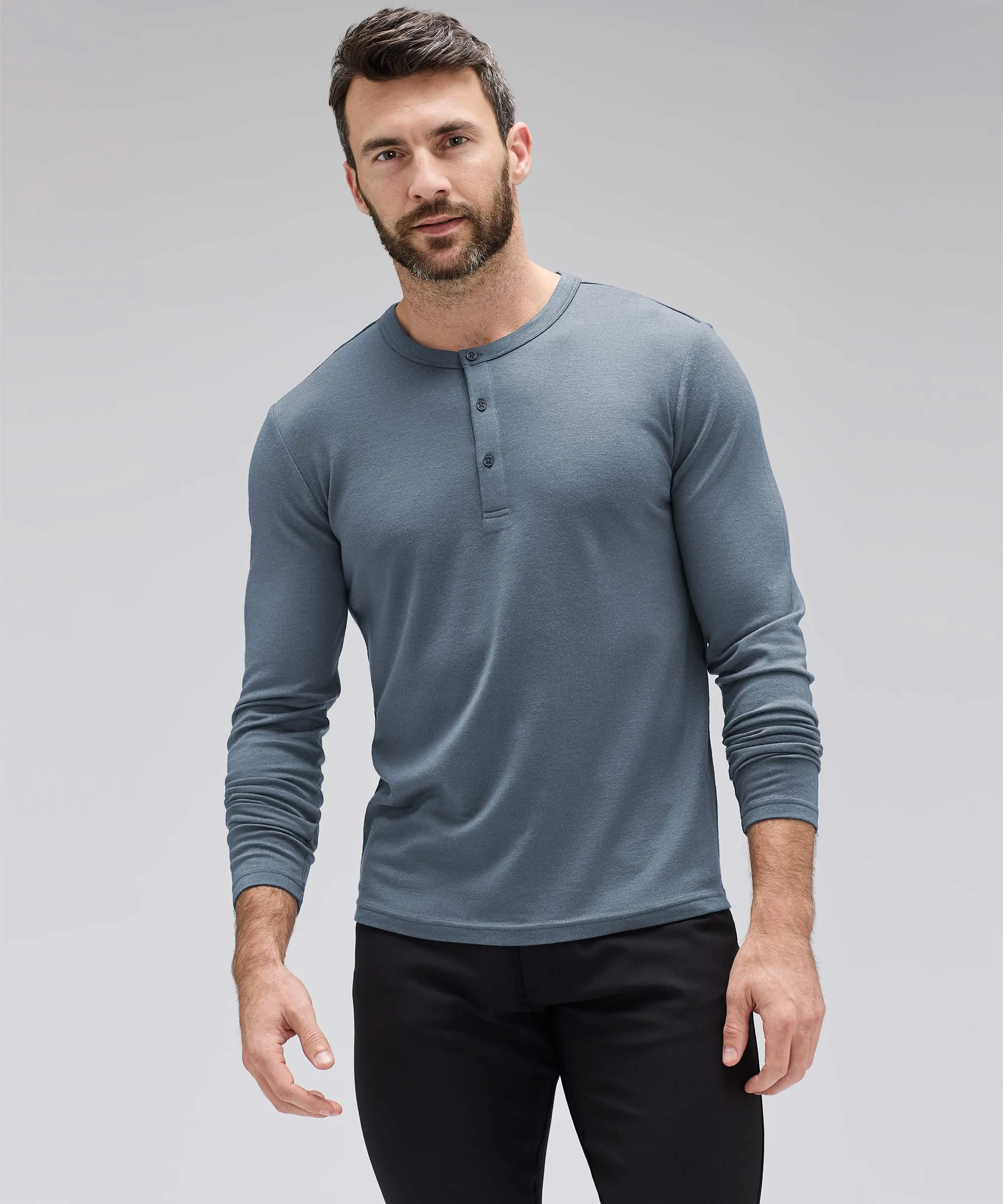Men's Long Sleeve Merino Henley,Men Tops