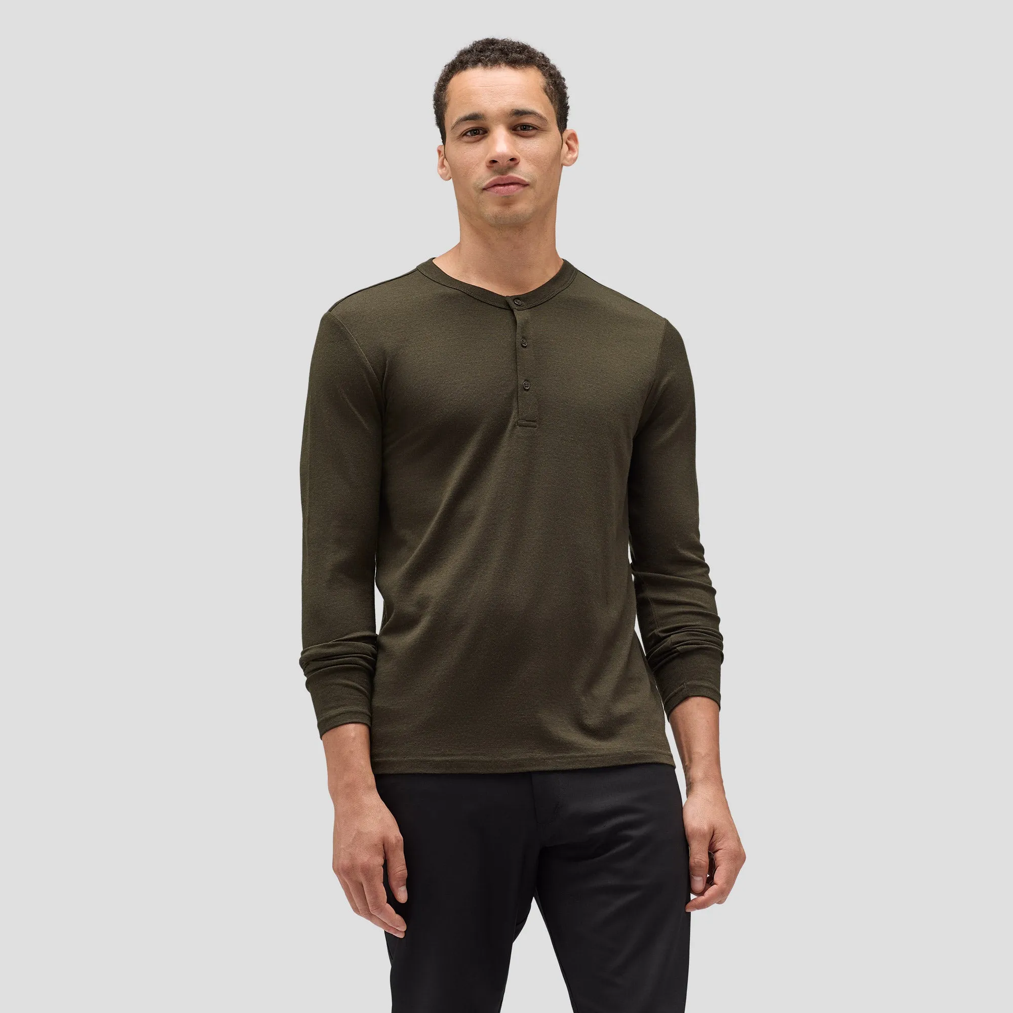 Men's Long Sleeve Merino Henley,Men Tops