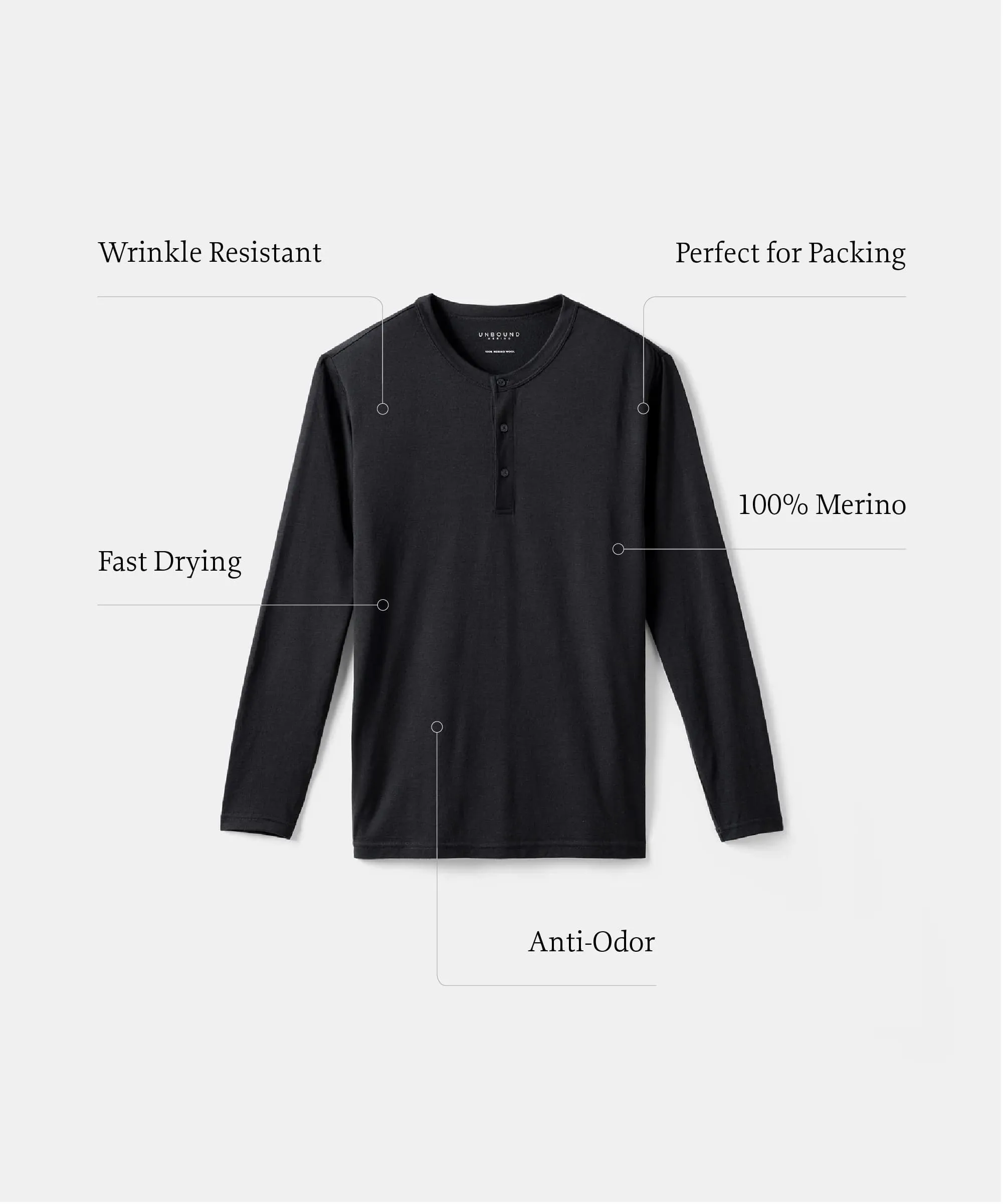 Men's Long Sleeve Merino Henley,Men Tops
