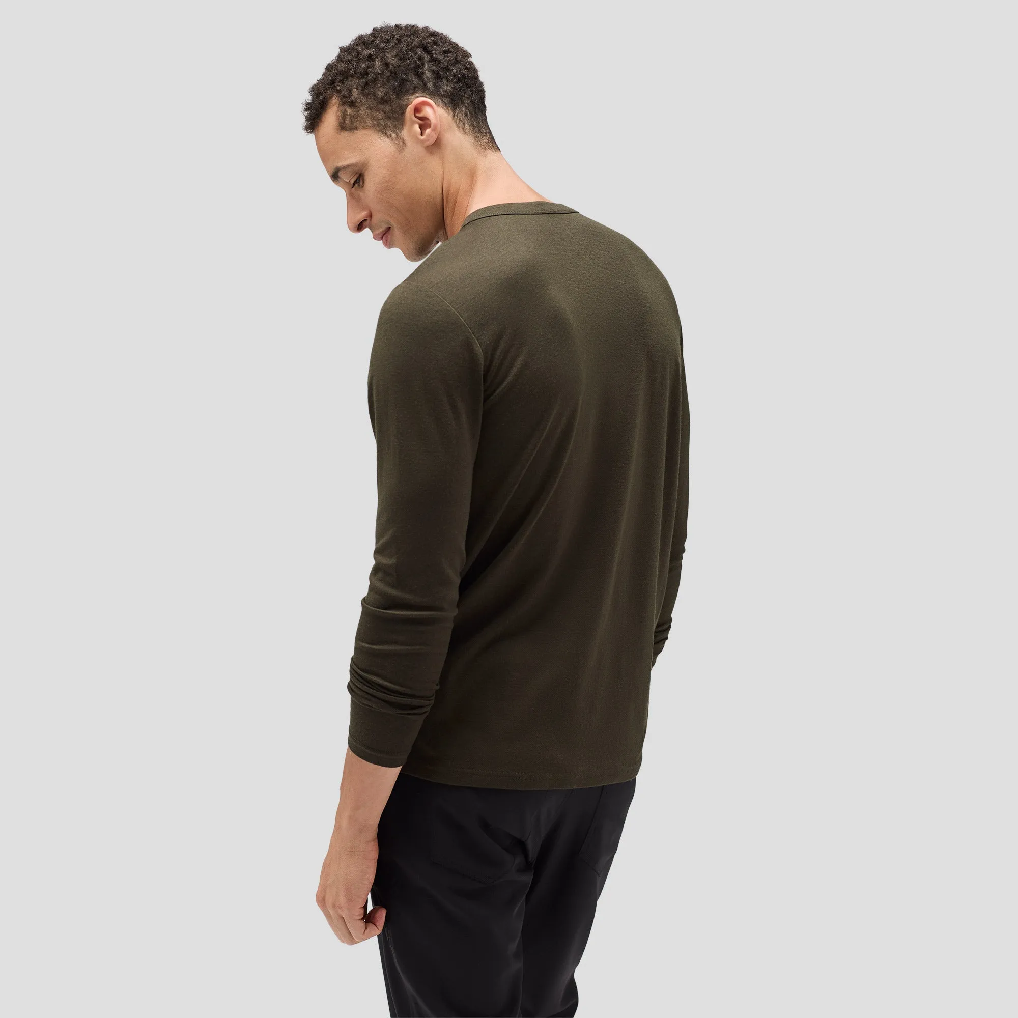 Men's Long Sleeve Merino Henley,Men Tops