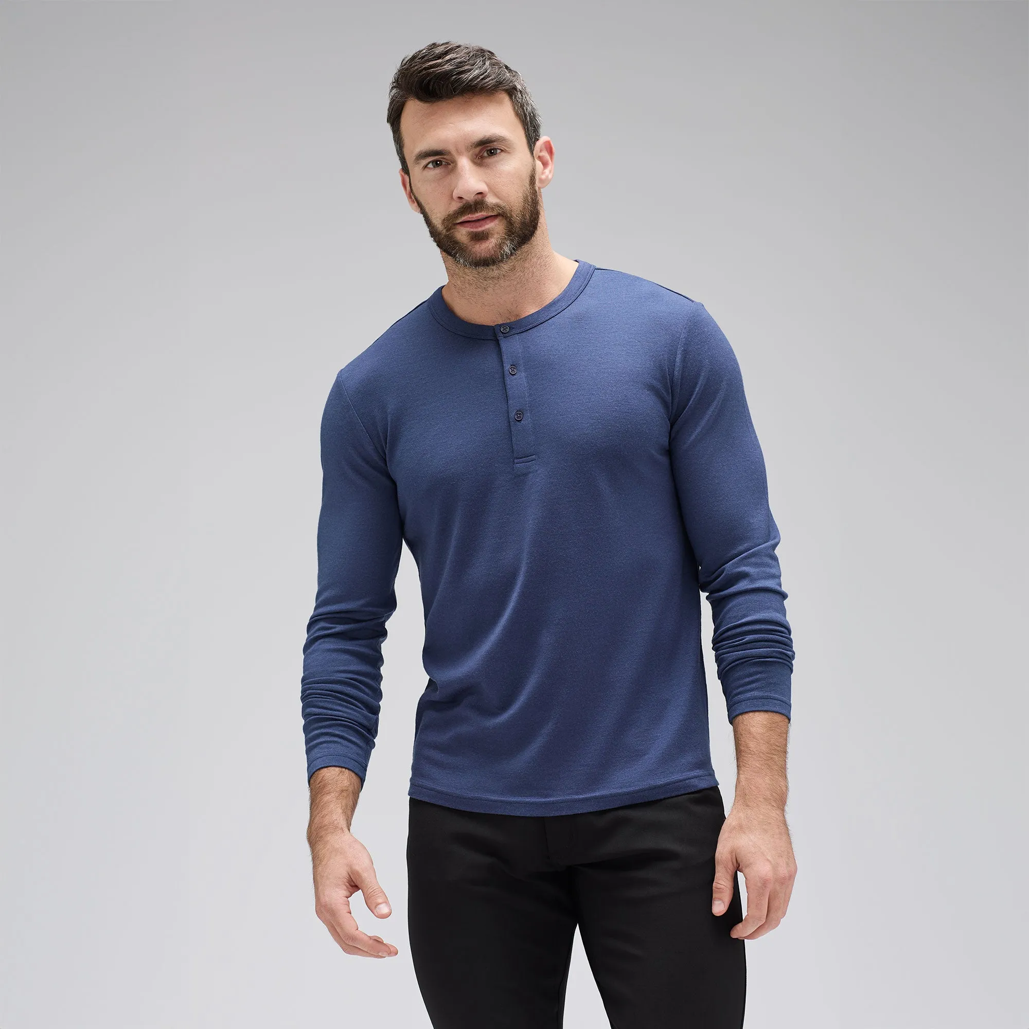 Men's Long Sleeve Merino Henley,Men Tops
