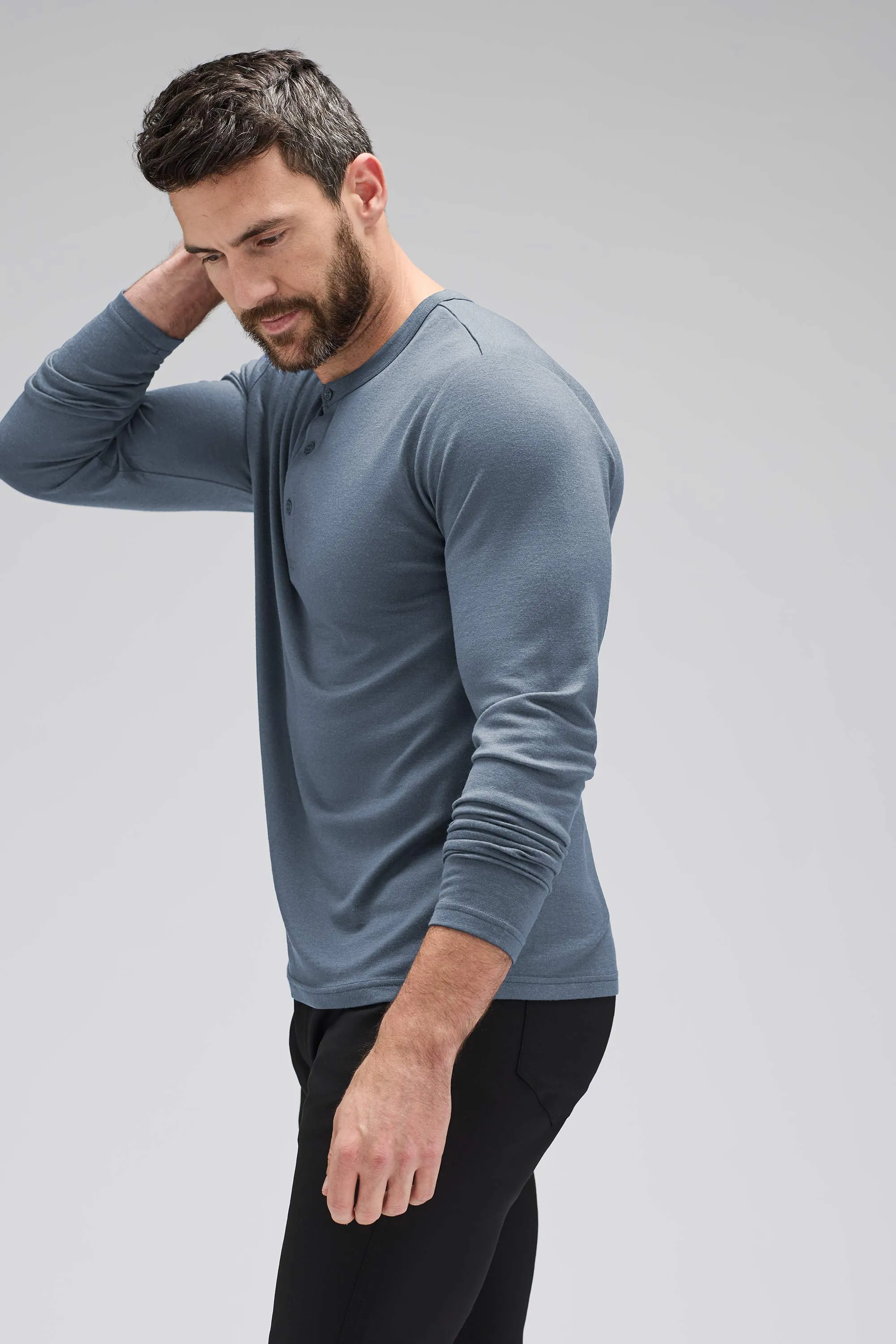 Men's Long Sleeve Merino Henley,Men Tops