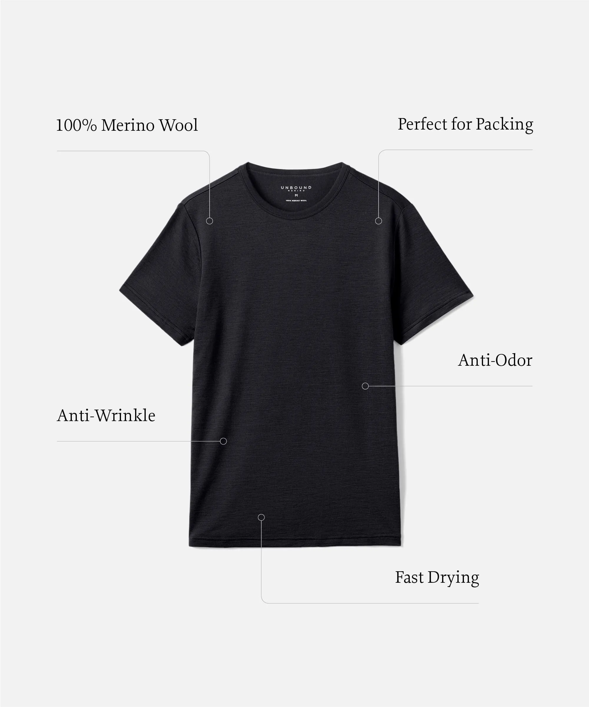 Men's Merino Crew Neck T-Shirt,Men Tops
