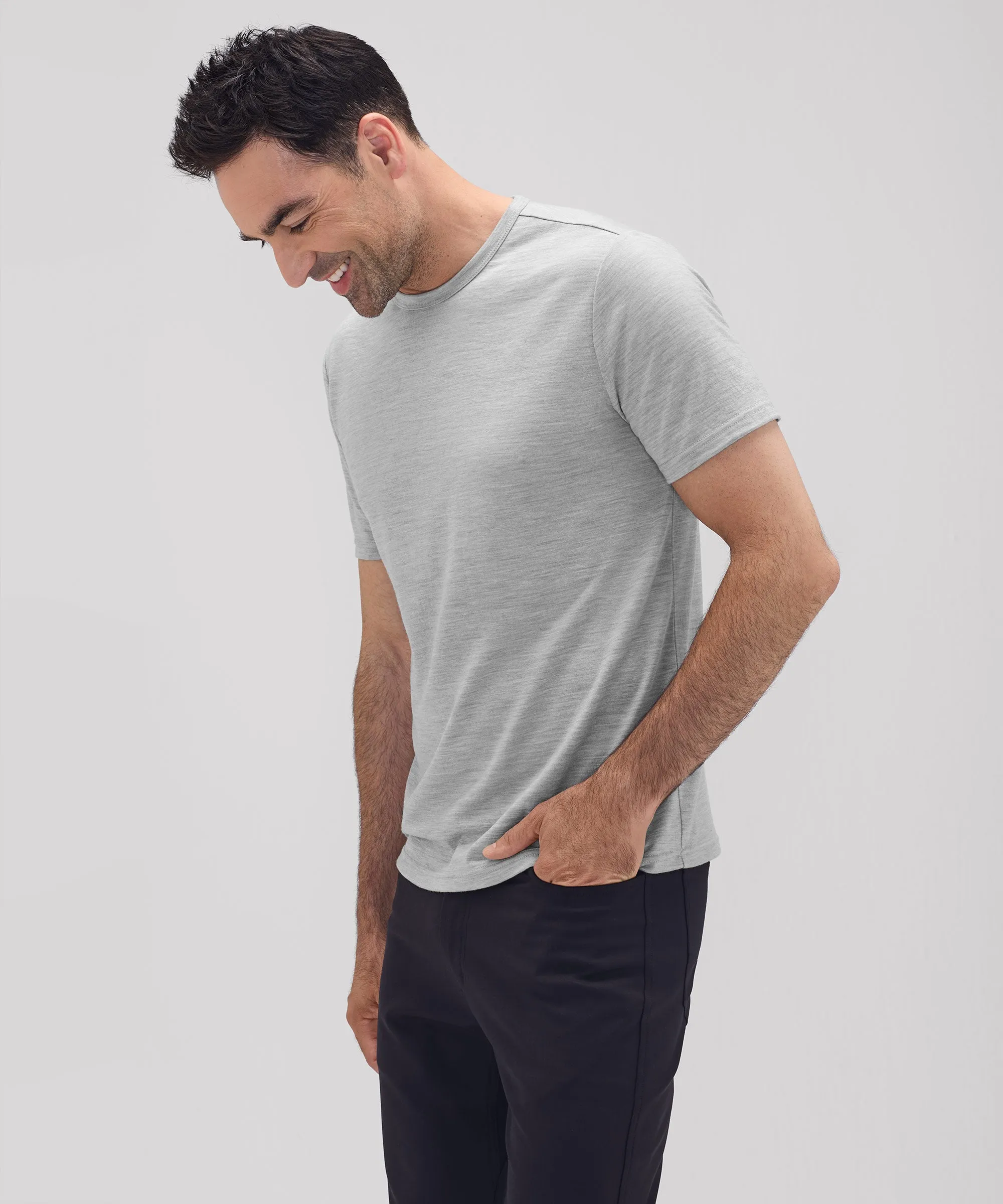 Men's Merino Crew Neck T-Shirt,Men Tops