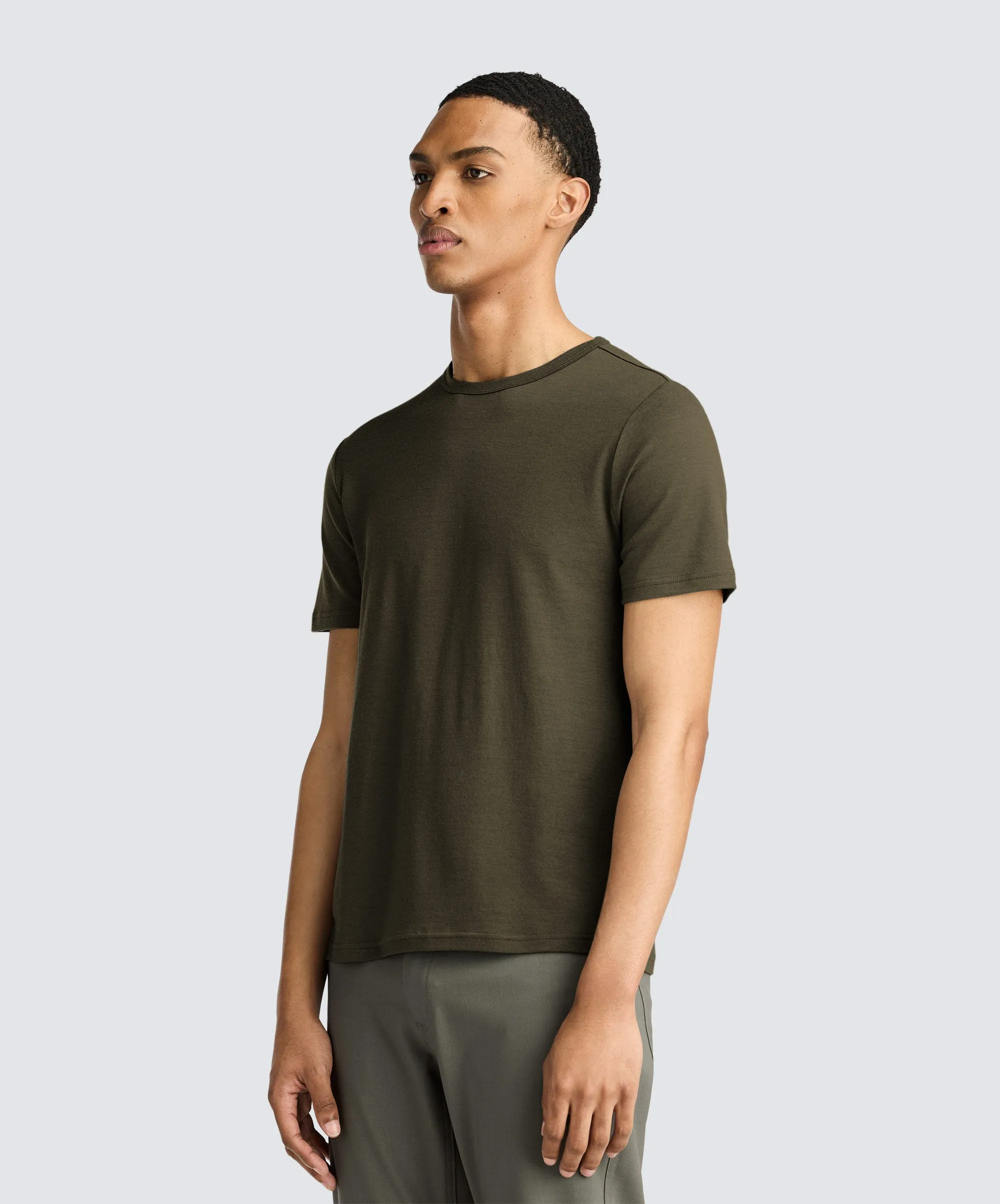 Men's Merino Crew Neck T-Shirt,Men Tops