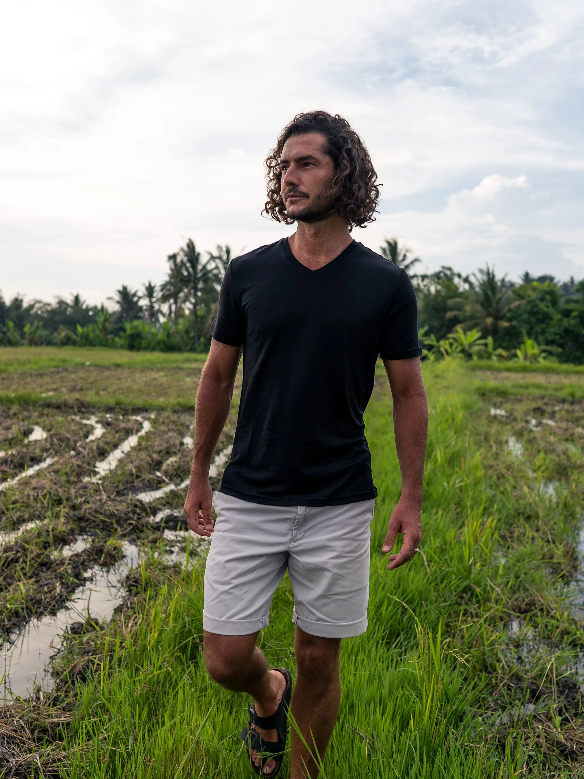 Men's Merino V-Neck T-Shirt,Men Tops