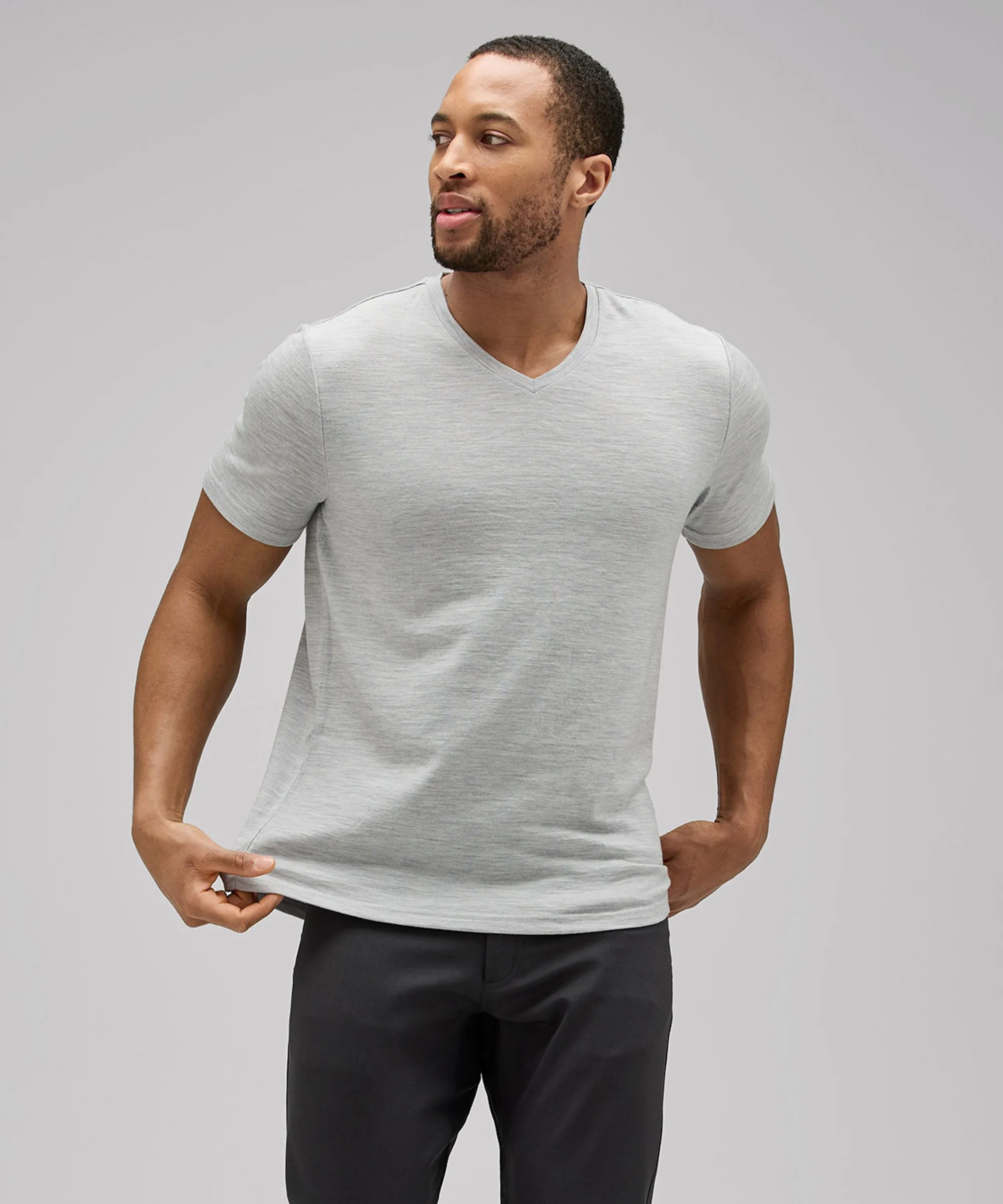 Men's Merino V-Neck T-Shirt,Men Tops