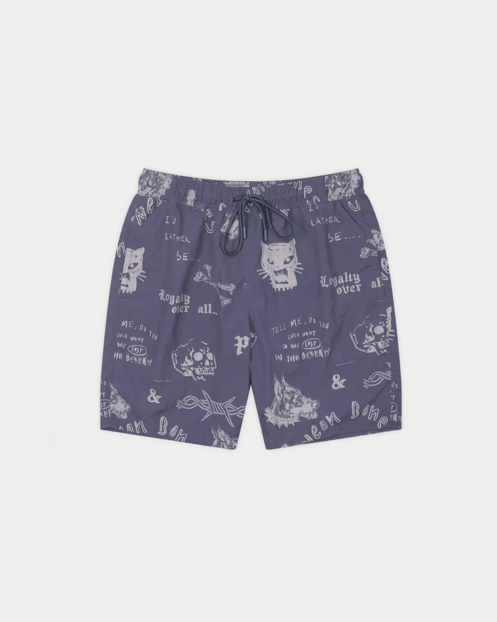 Neon Bones Swim Shorts - Smoke Blue,Men Shorts