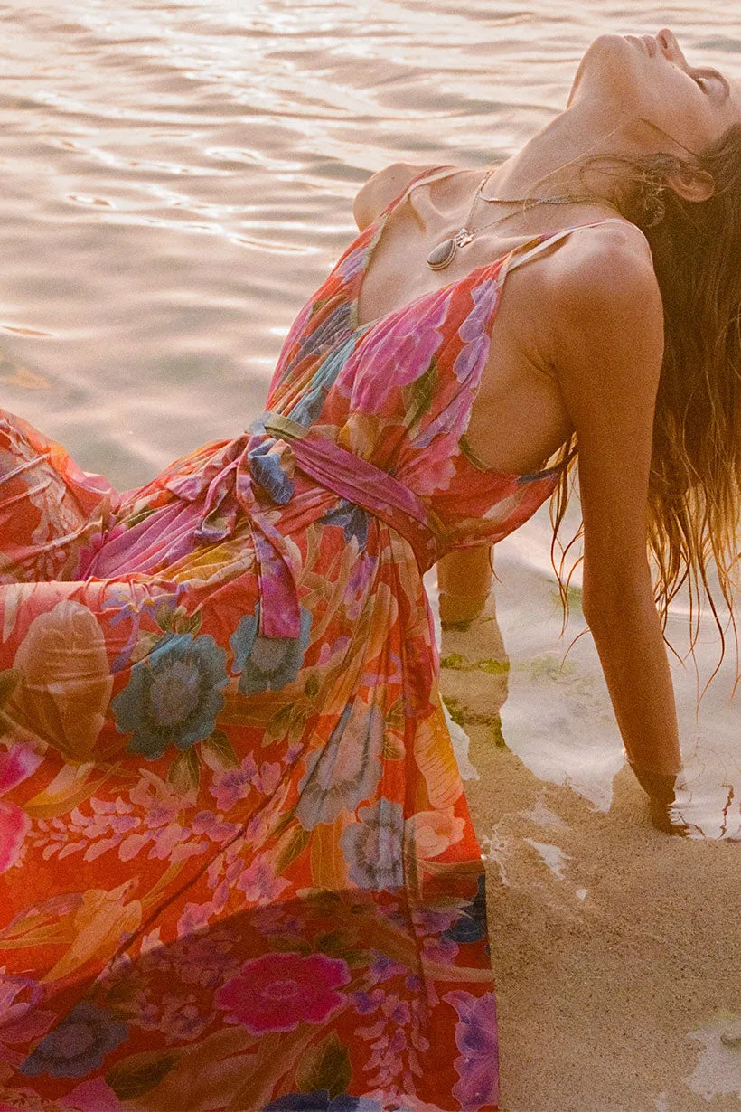 Painter's Garden Strappy Maxi Dress,Dresses