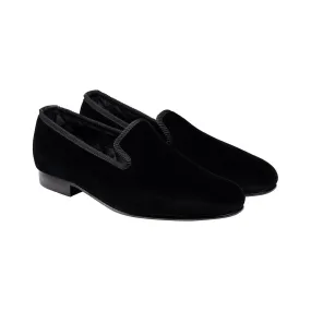 Plain Albert Black Velvet,Men Slippers