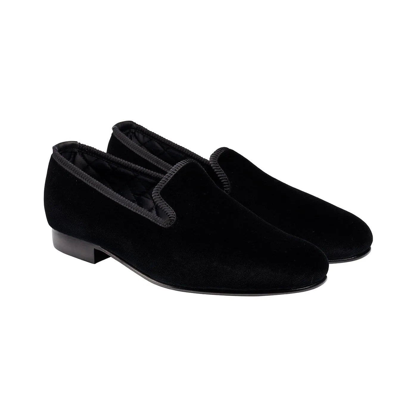 Plain Albert Black Velvet,Men Slippers