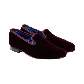 Plain Albert Burgundy Velvet,Men Slippers
