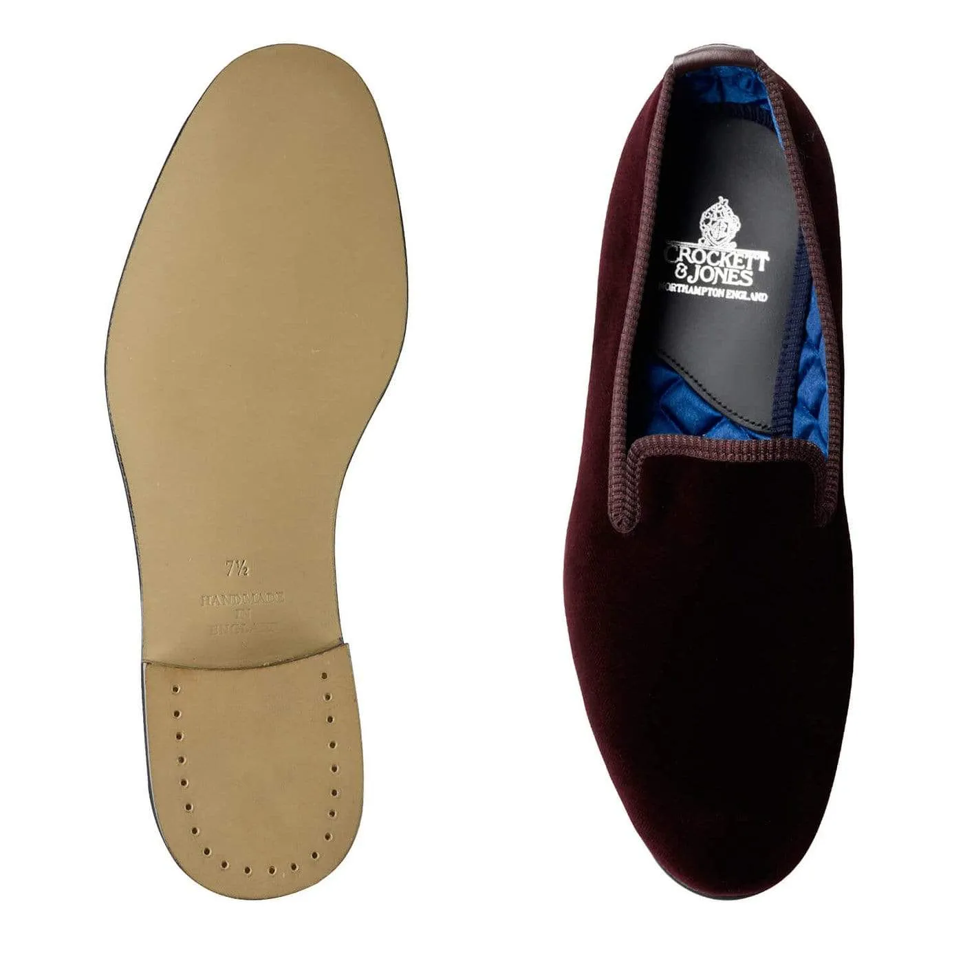 Plain Albert Burgundy Velvet,Men Slippers
