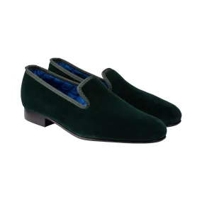 Plain Albert Green Velvet,Men Slippers