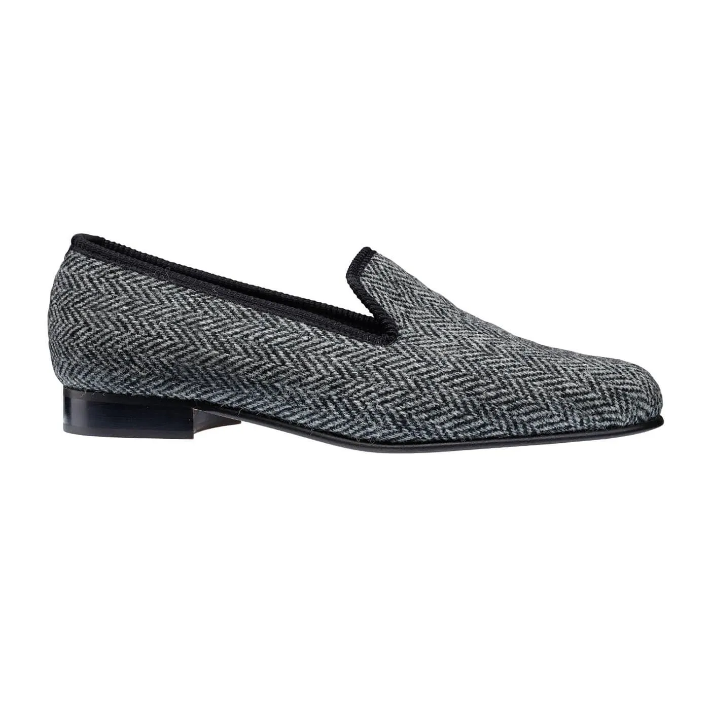 Plain Albert Grey Harris Tweed,Men Slippers