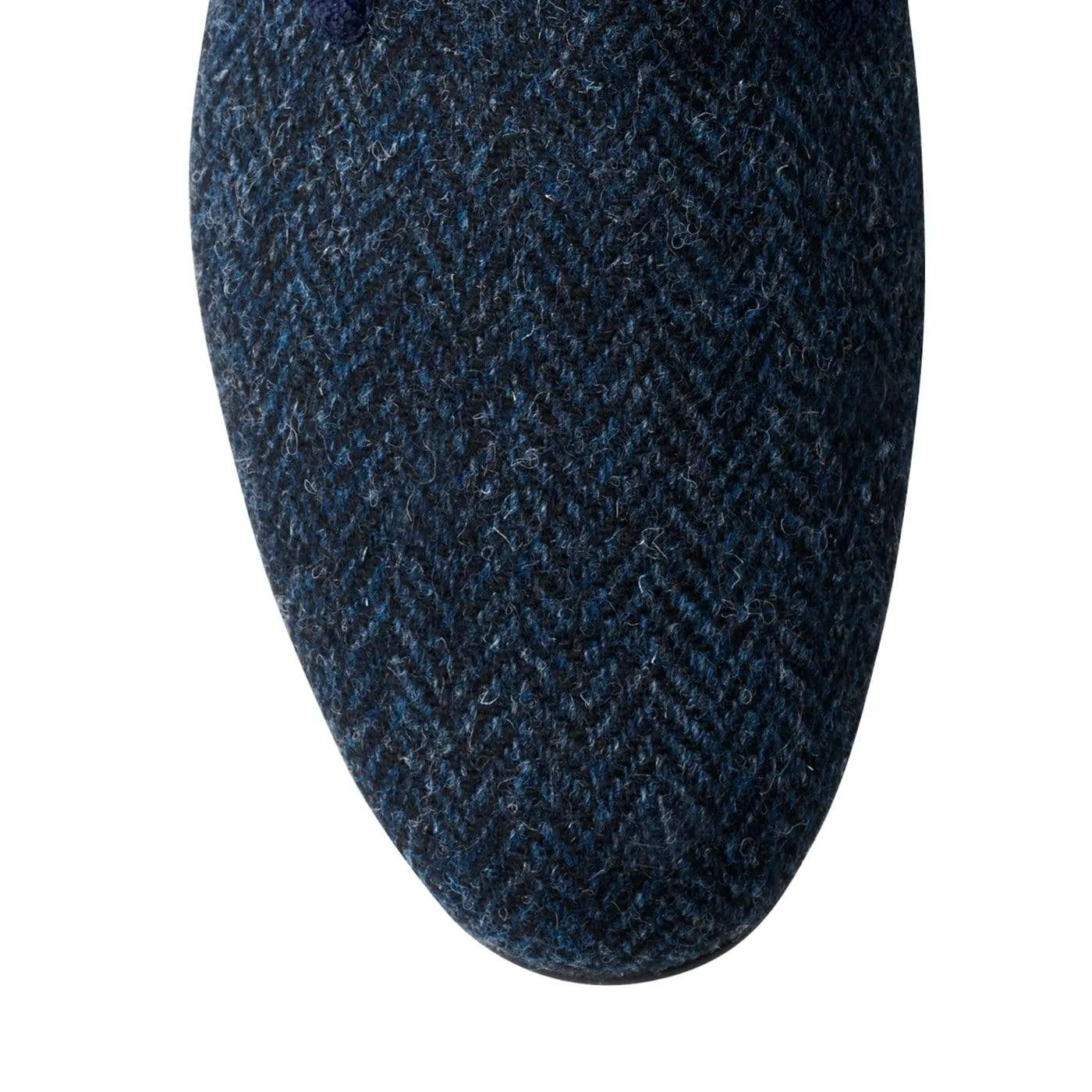Plain Albert Navy Harris Tweed,Men Slippers