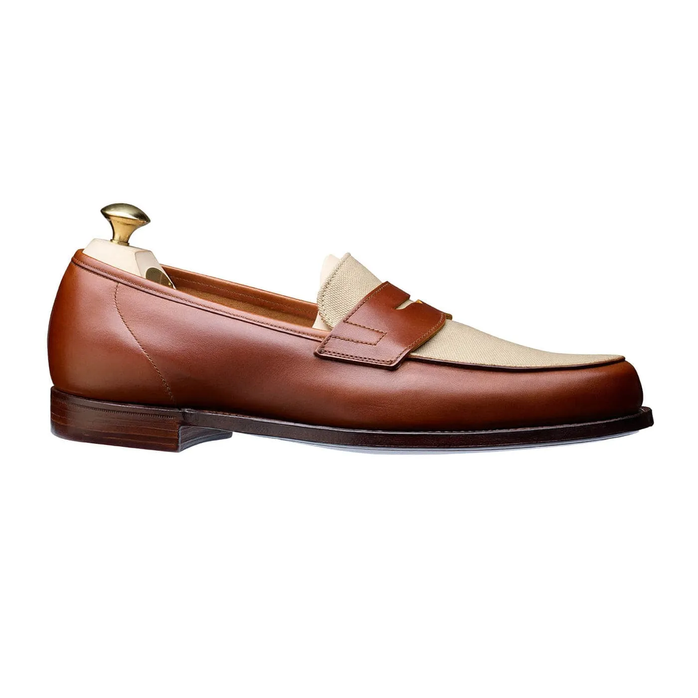 Richmond 2 Tan Burnished Calf & Stone Canvas,Men Loafers