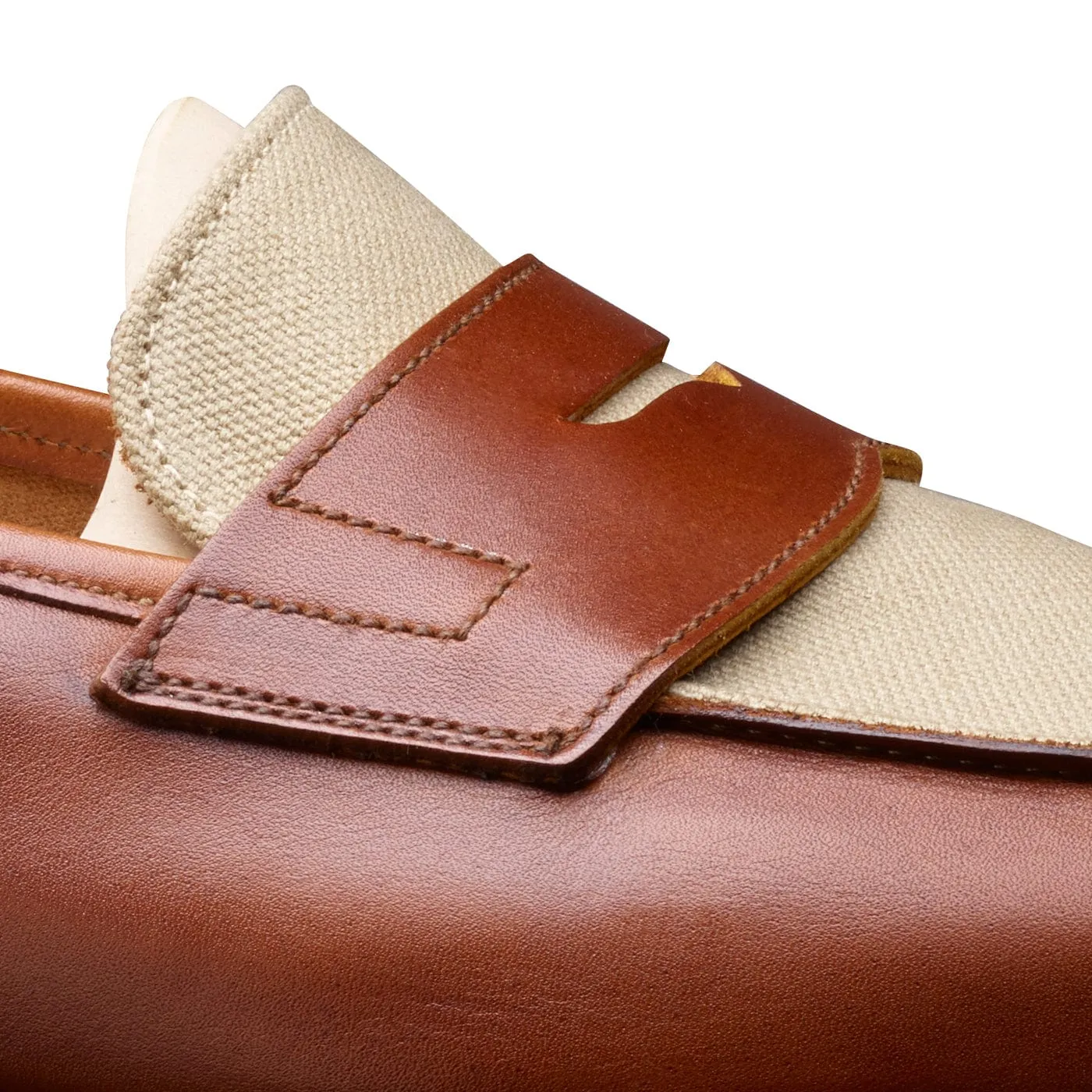 Richmond 2 Tan Burnished Calf & Stone Canvas,Men Loafers