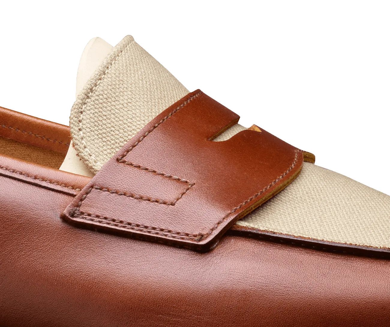Richmond 2 Tan Burnished Calf & Stone Canvas,Men Loafers