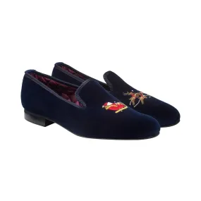 Santa Navy Velvet,Men Slippers