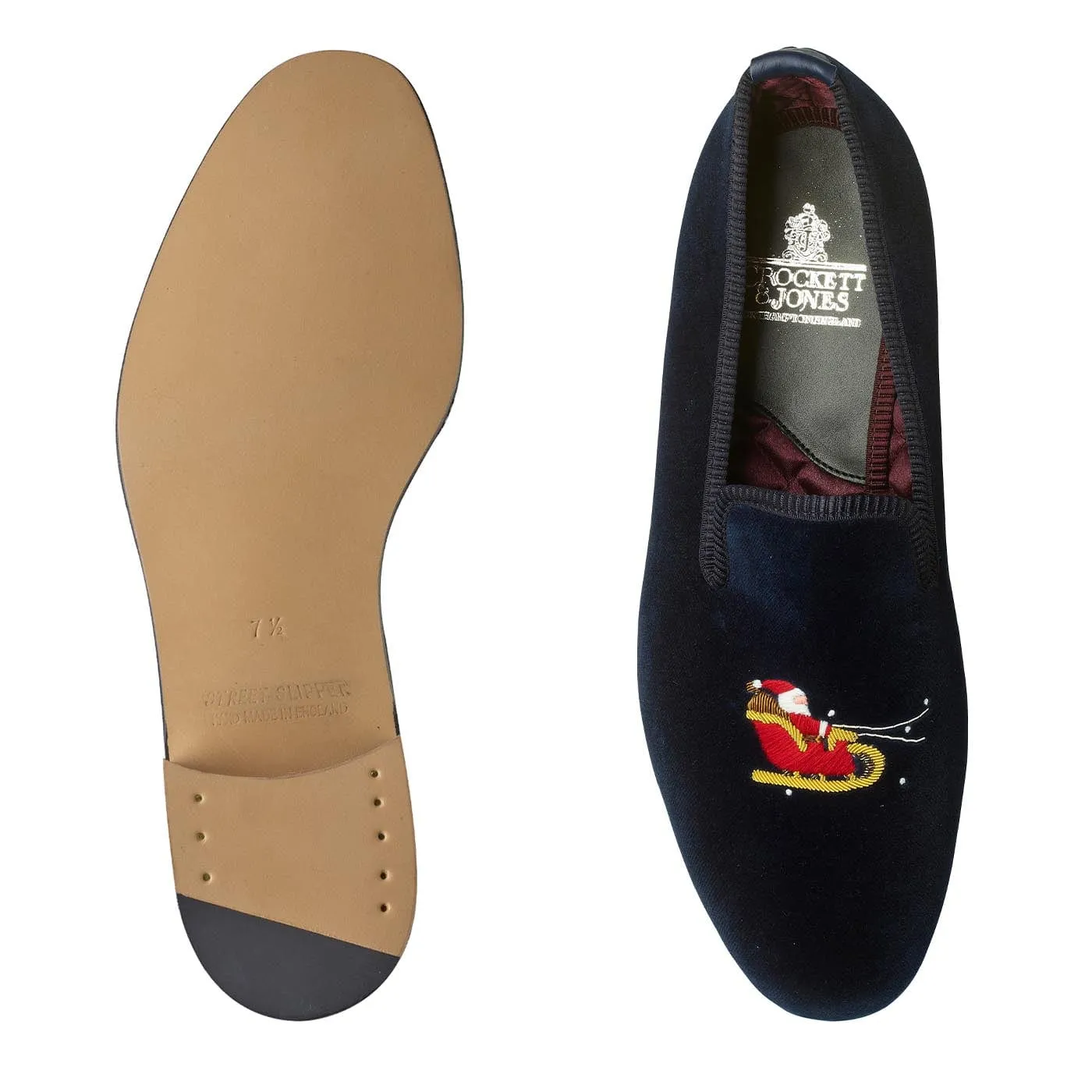 Santa Navy Velvet,Men Slippers