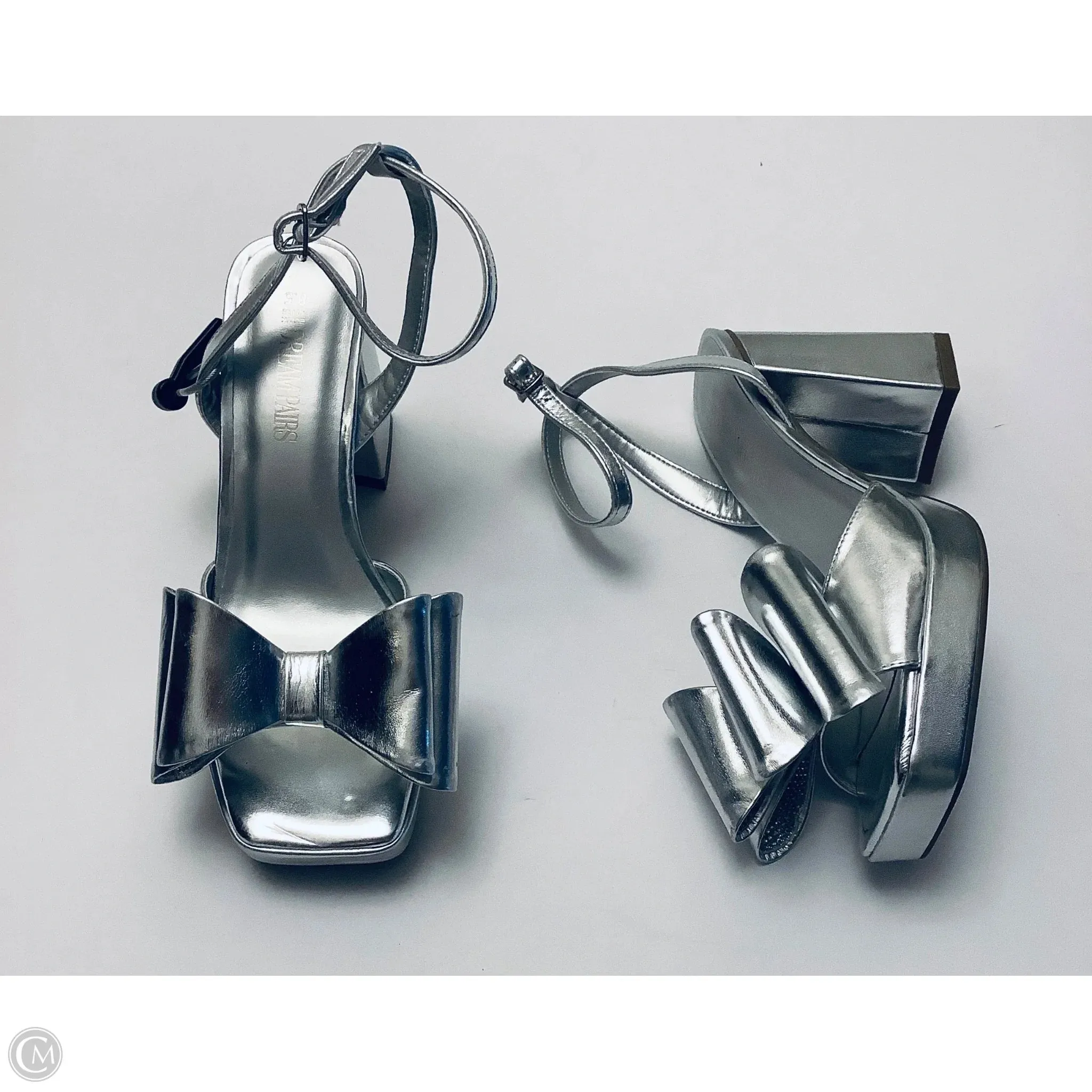 Shoes Heels Block By Clothes Mentor In Silver, Size: 8.5,Heels Women