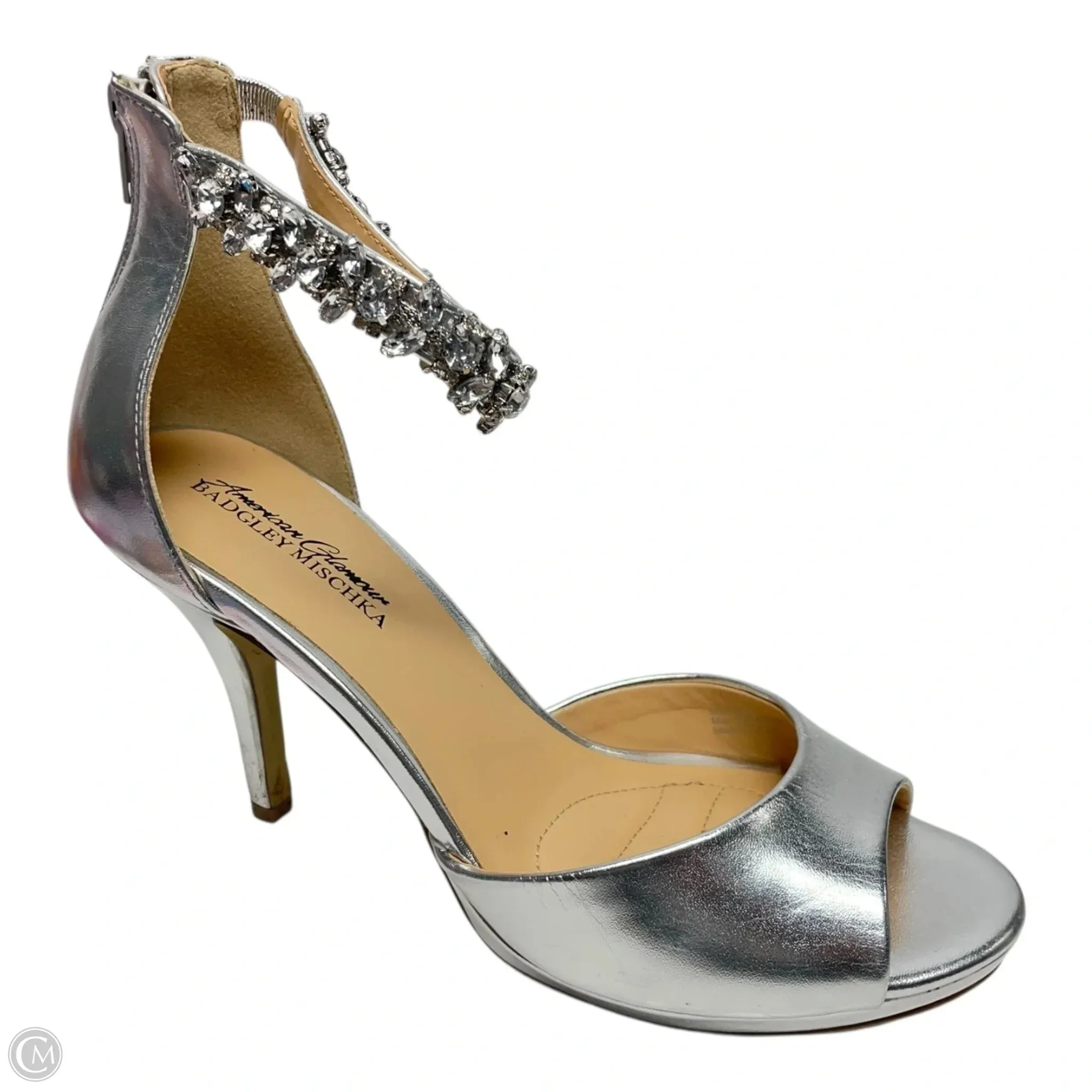 Shoes Heels Stiletto By Badgley Mischka In Silver & Tan, Size: 9,Heels Women