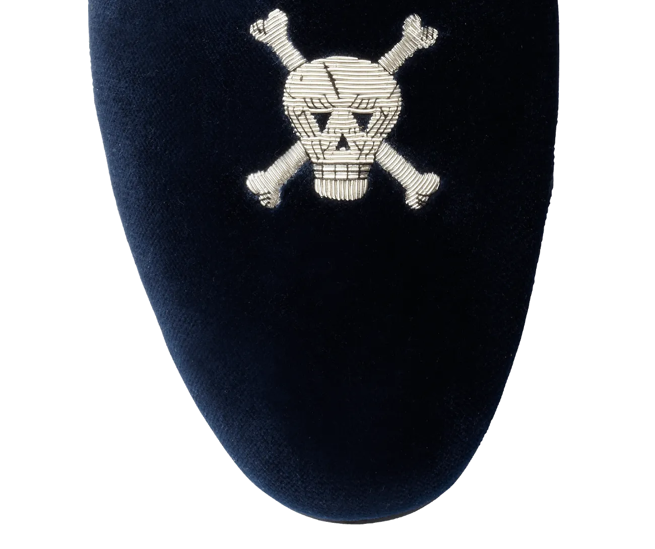 Skull & Crossbones Navy Velvet,Men Slippers