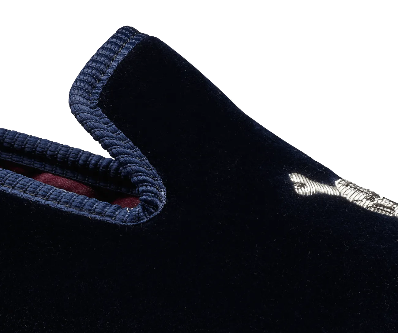 Skull & Crossbones Navy Velvet,Men Slippers
