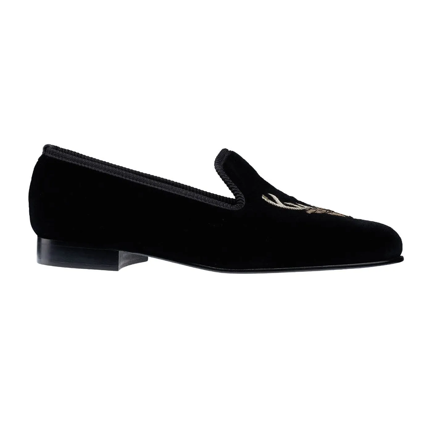 Stags Head Black Velvet,Men Slippers