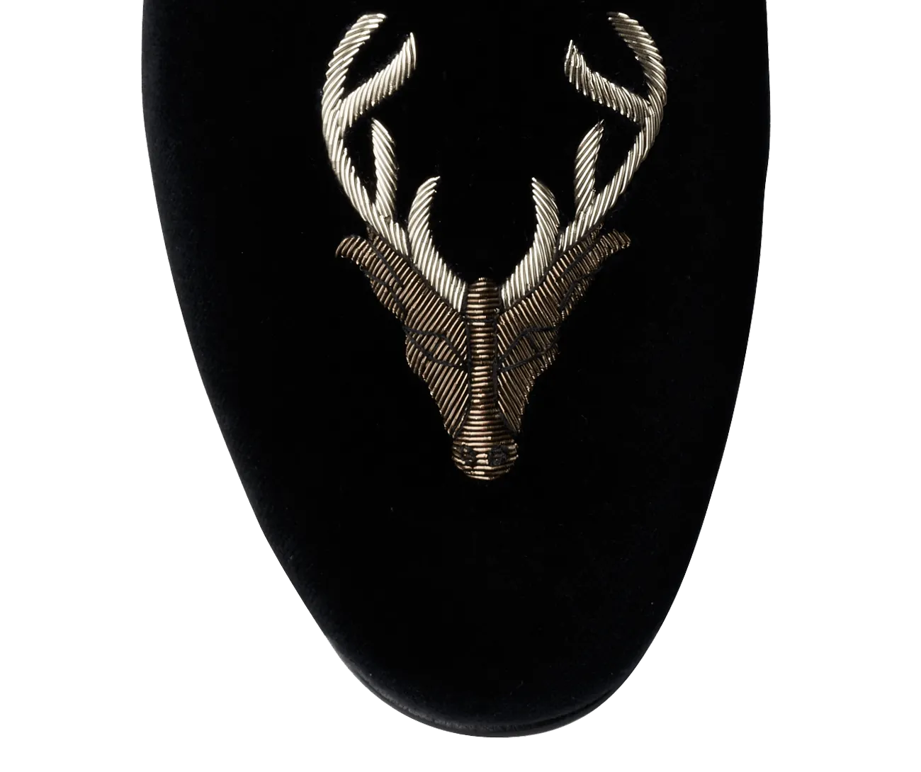 Stags Head Black Velvet,Men Slippers