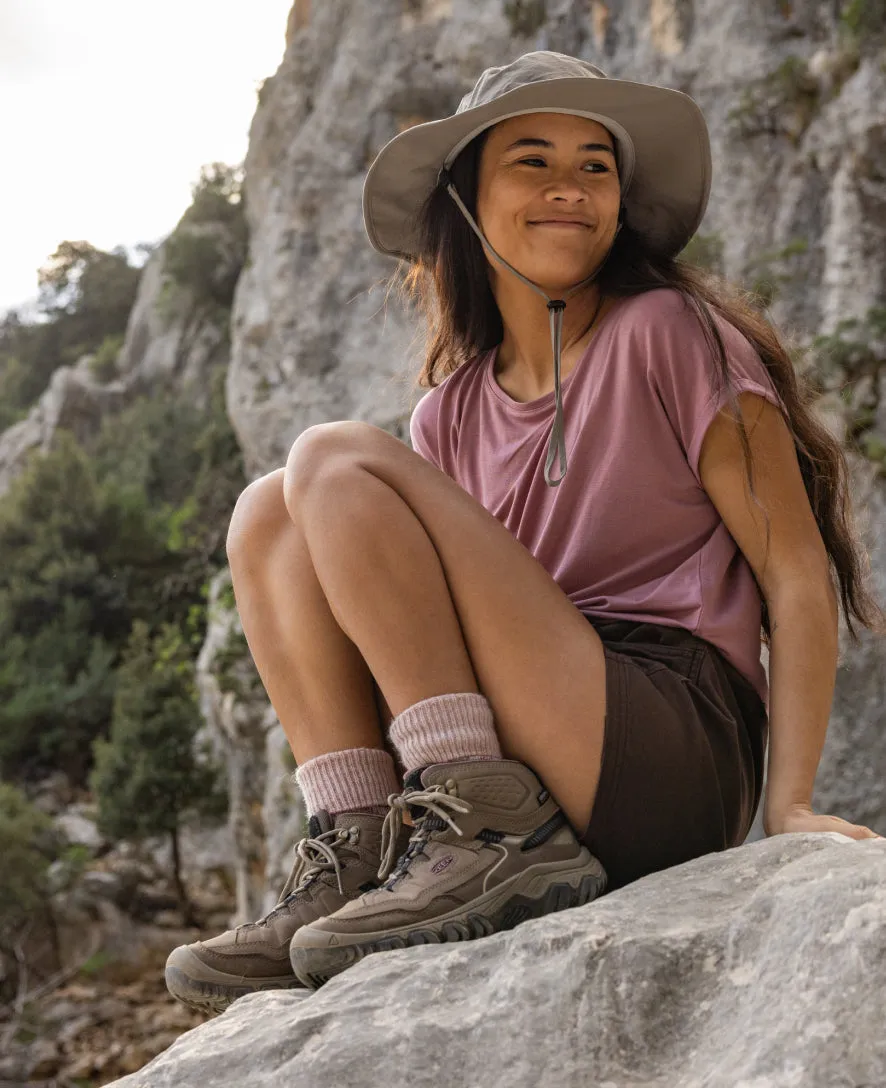 Women's Targhee IV Wide Waterproof Hiking Boot  |  Brindle/Nostalgia Rose,Anti-Slip